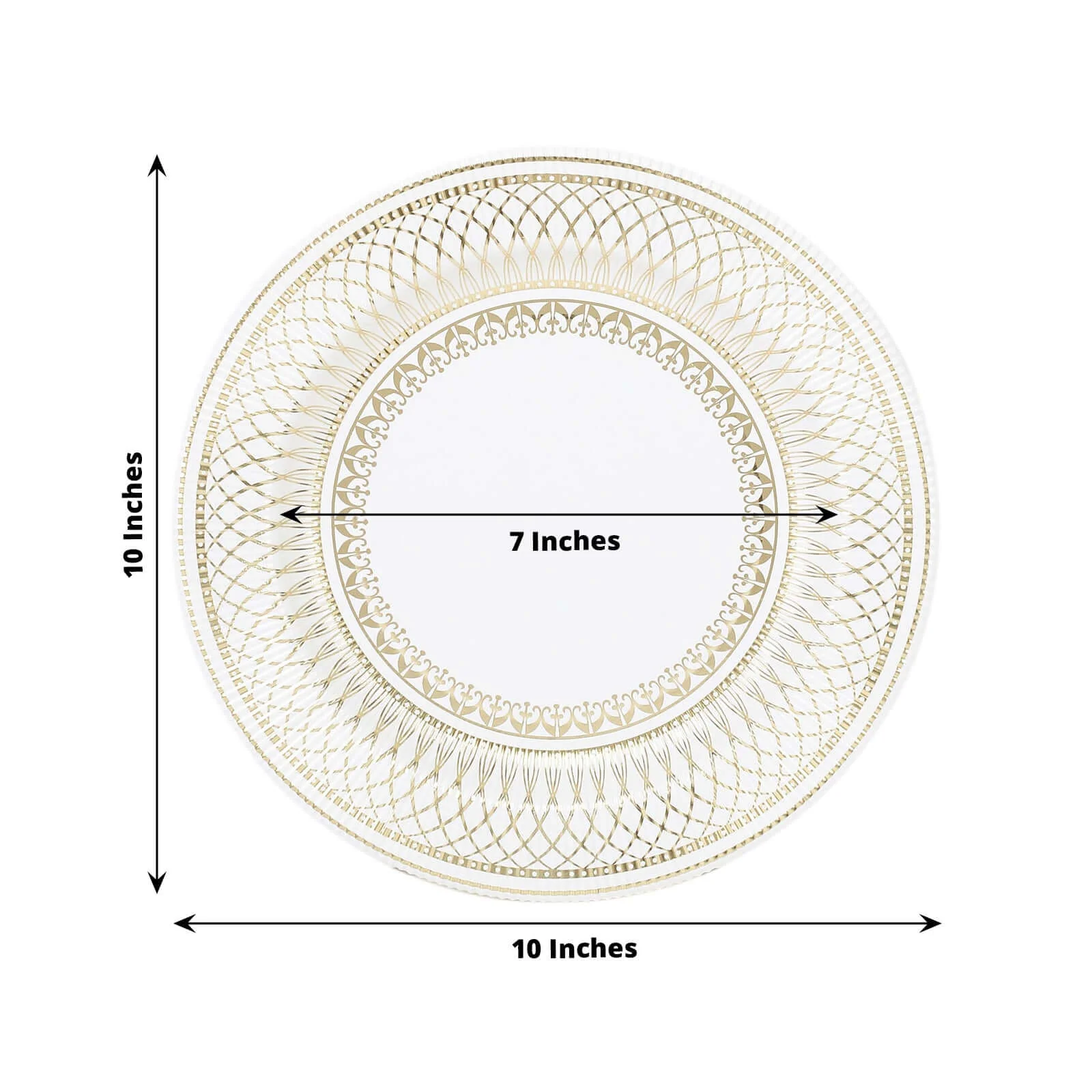 25-Pack Paper Round Dinner Plates 10" Gold And White Vintage Porcelain Style - 300GSM Heavy Duty Disposable Party Plates for Classy Themes & Celebrations - Image 3