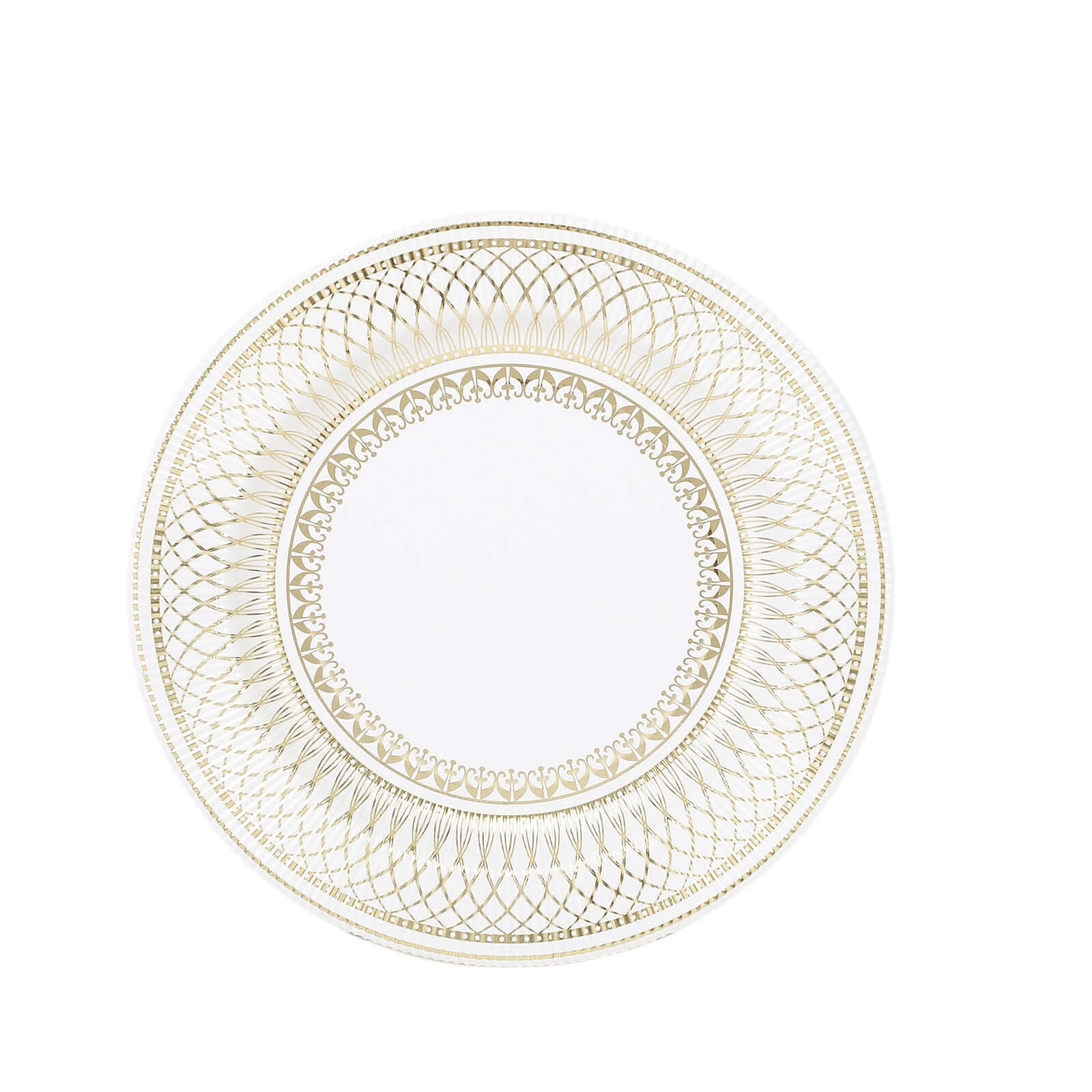 25-Pack Paper Round Dinner Plates 10" Gold And White Vintage Porcelain Style - 300GSM Heavy Duty Disposable Party Plates for Classy Themes & Celebrations - Image 7