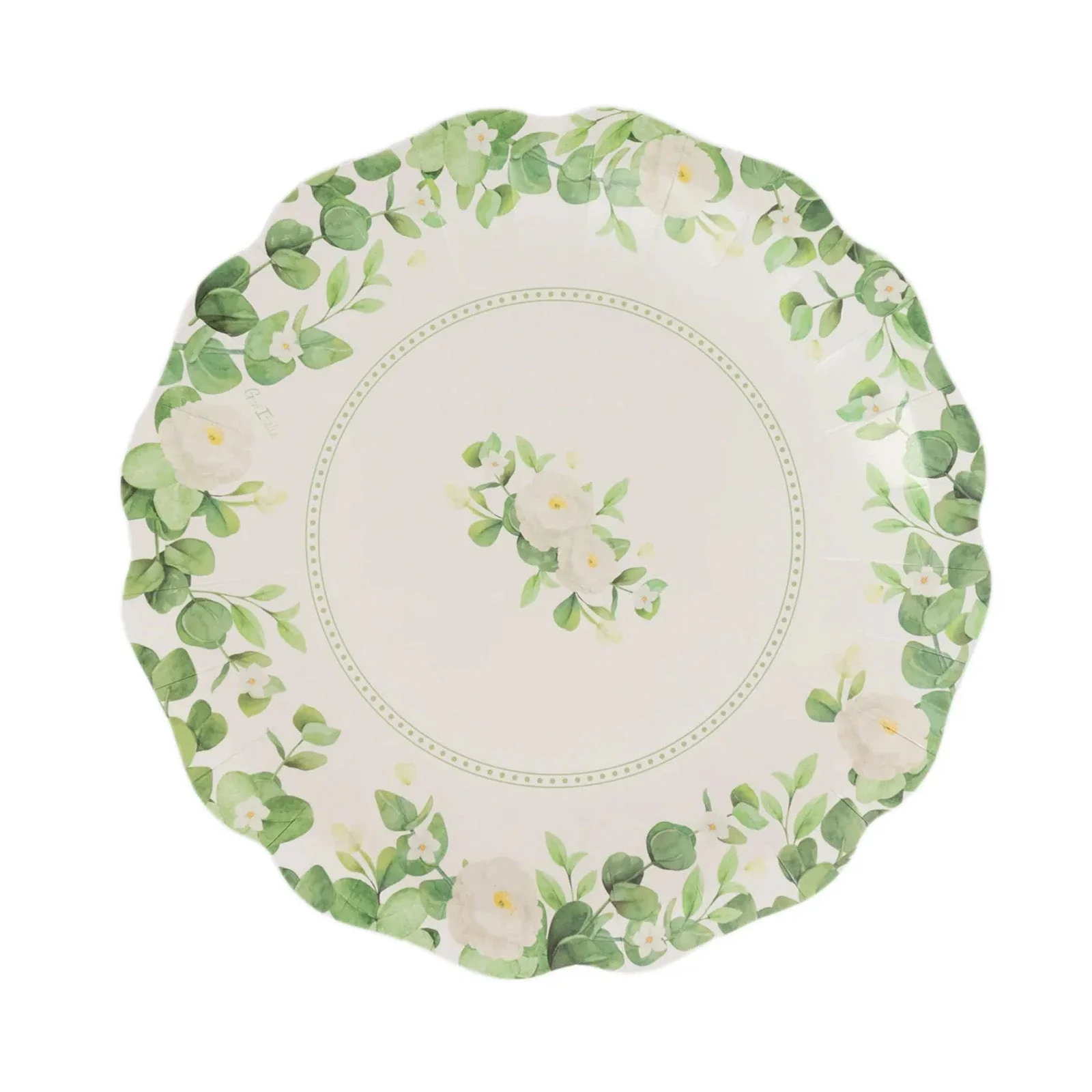 25-Pack Paper Round Dinner Plates 11" White with Floral Greenery & Scalloped Edges - Disposable Party Plates for Rustic Weddings & Garden Brunches - Image 7