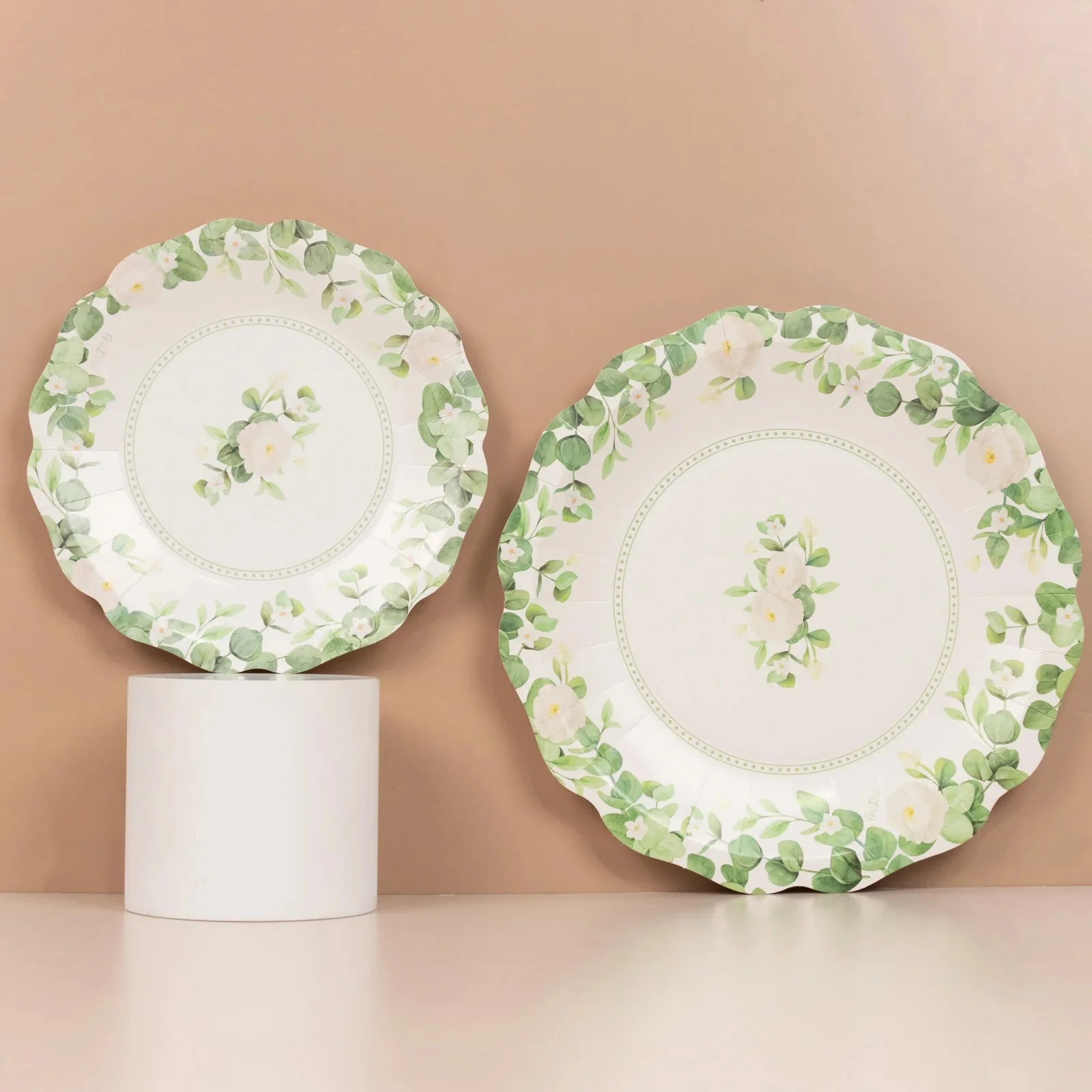 25-Pack Paper Round Dinner Plates 11" White with Floral Greenery & Scalloped Edges - Disposable Party Plates for Rustic Weddings & Garden Brunches - Image 8