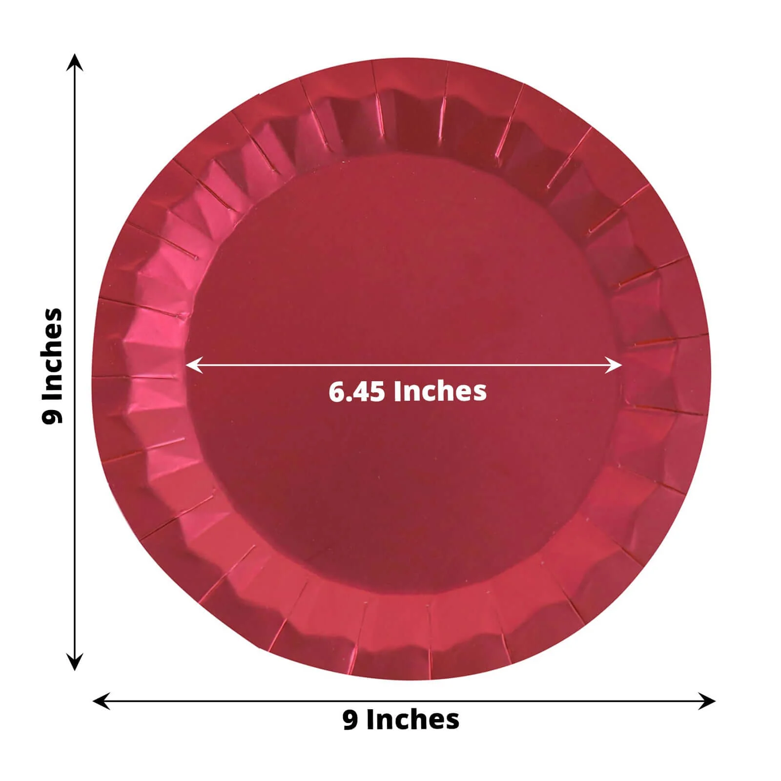 25-Pack Paper Round Dinner Plates 9" Burgundy with Geometric Prism Rim - 400GSM Disposable Party Plates - Image 3