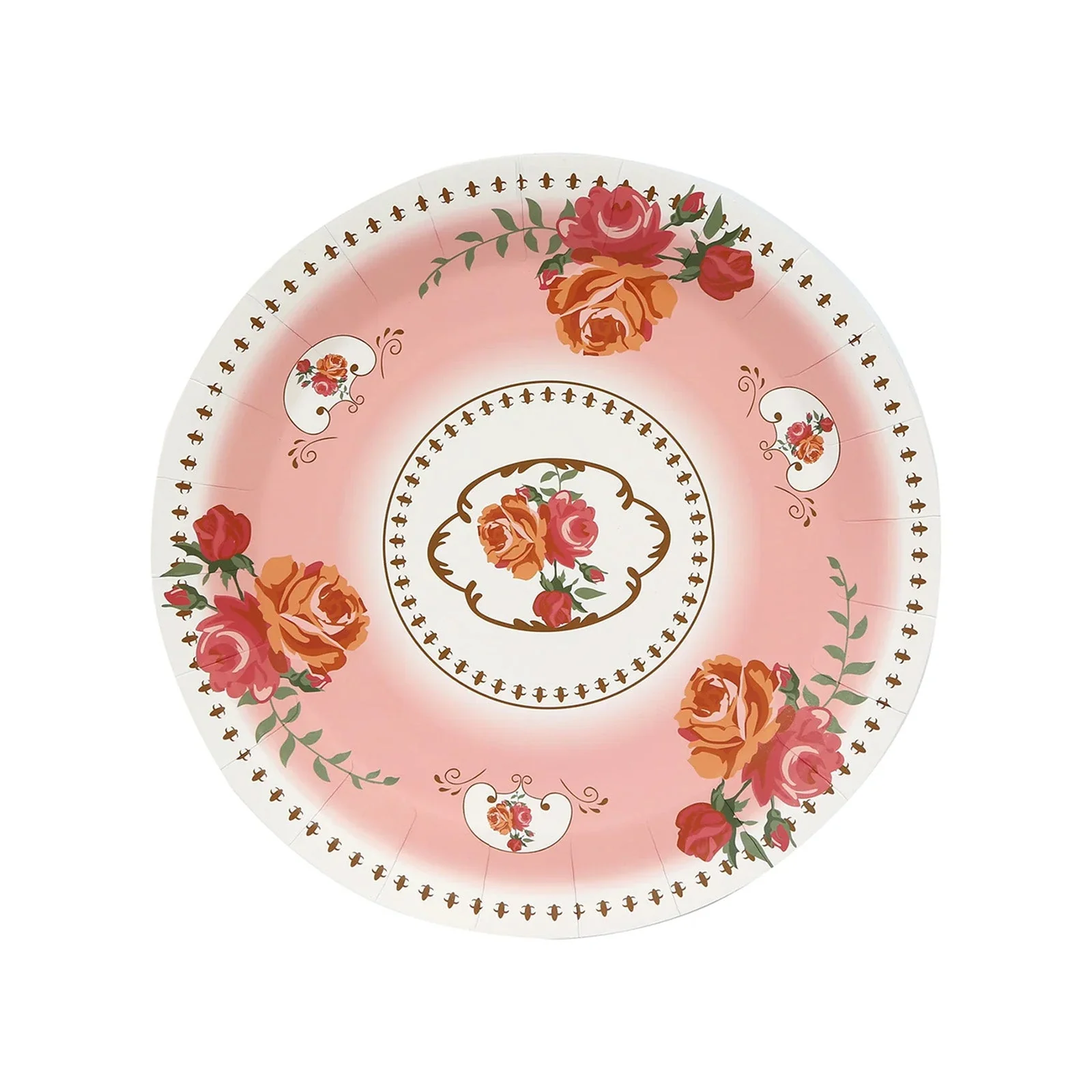 25-Pack Paper Round Dinner Plates 9" Dusty Rose with Vintage Rose Flower Print - Disposable Plates for Bridal Showers & Garden Luncheons - Image 6