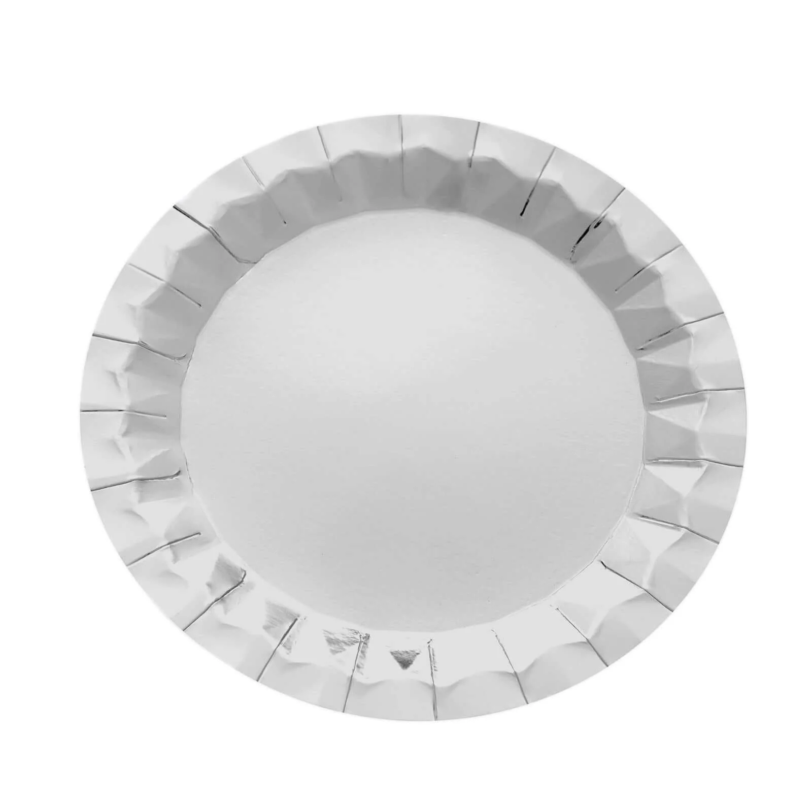 25-Pack Paper Round Dinner Plates 9" Metallic Silver with Geometric Prism Rim - 400GSM Disposable Party Plates - Image 7