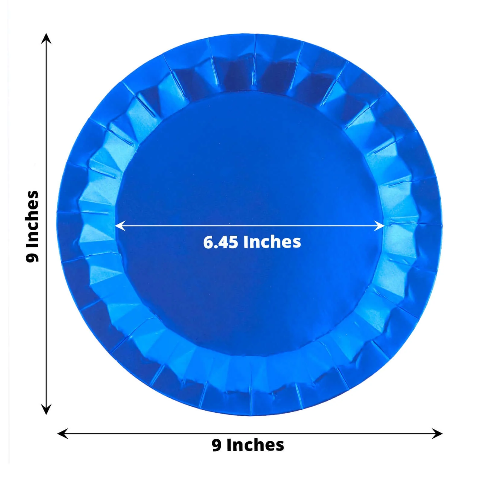 25-Pack Paper Round Dinner Plates 9" Royal Blue with Geometric Prism Rim - 400GSM Disposable Party Plates - Image 2