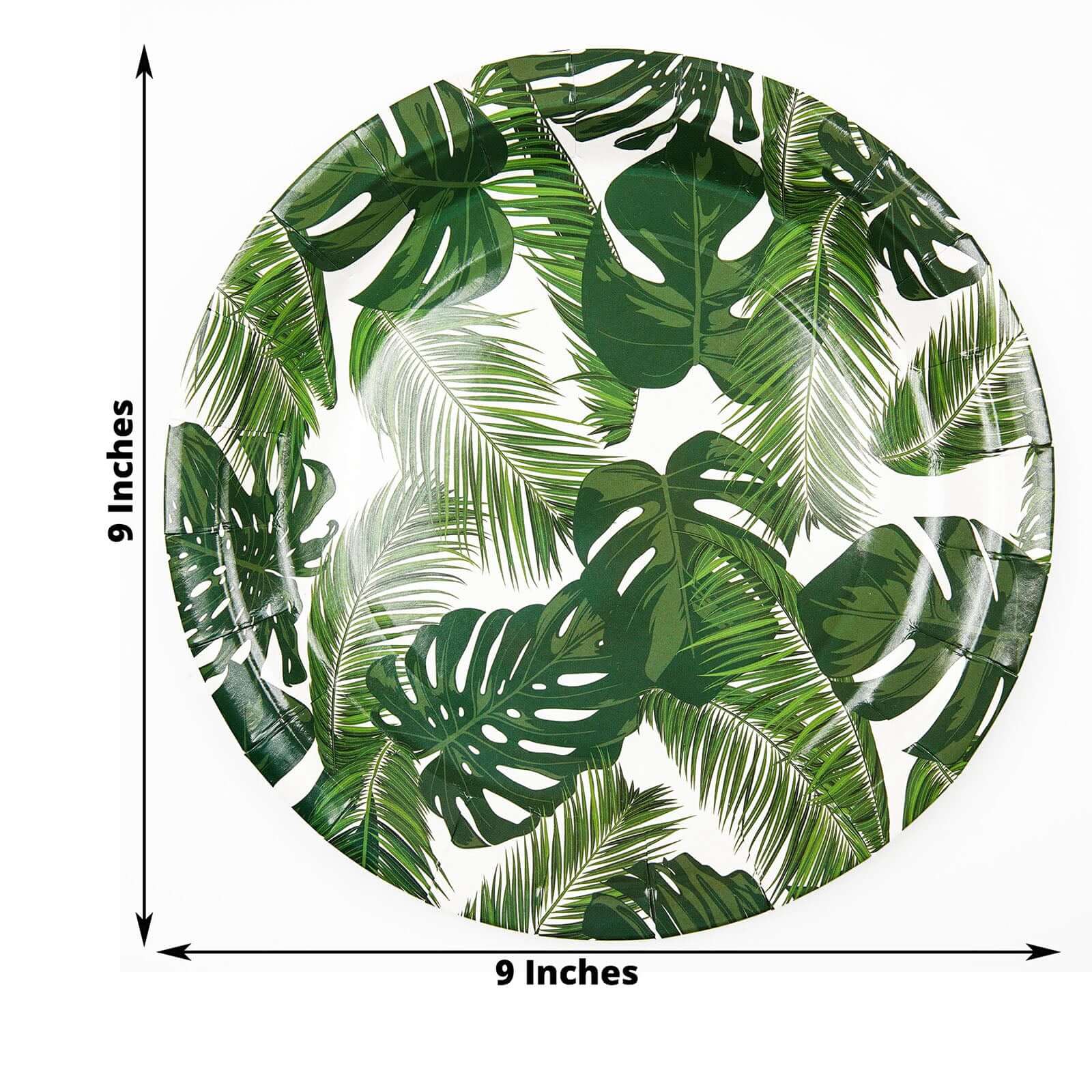 25-Pack Paper Round Dinner Plates 9" White with Tropical Palm Leaf Design - 300GSM Disposable Party Plates for Boho Chic & Jungle Themed Events - Image 3