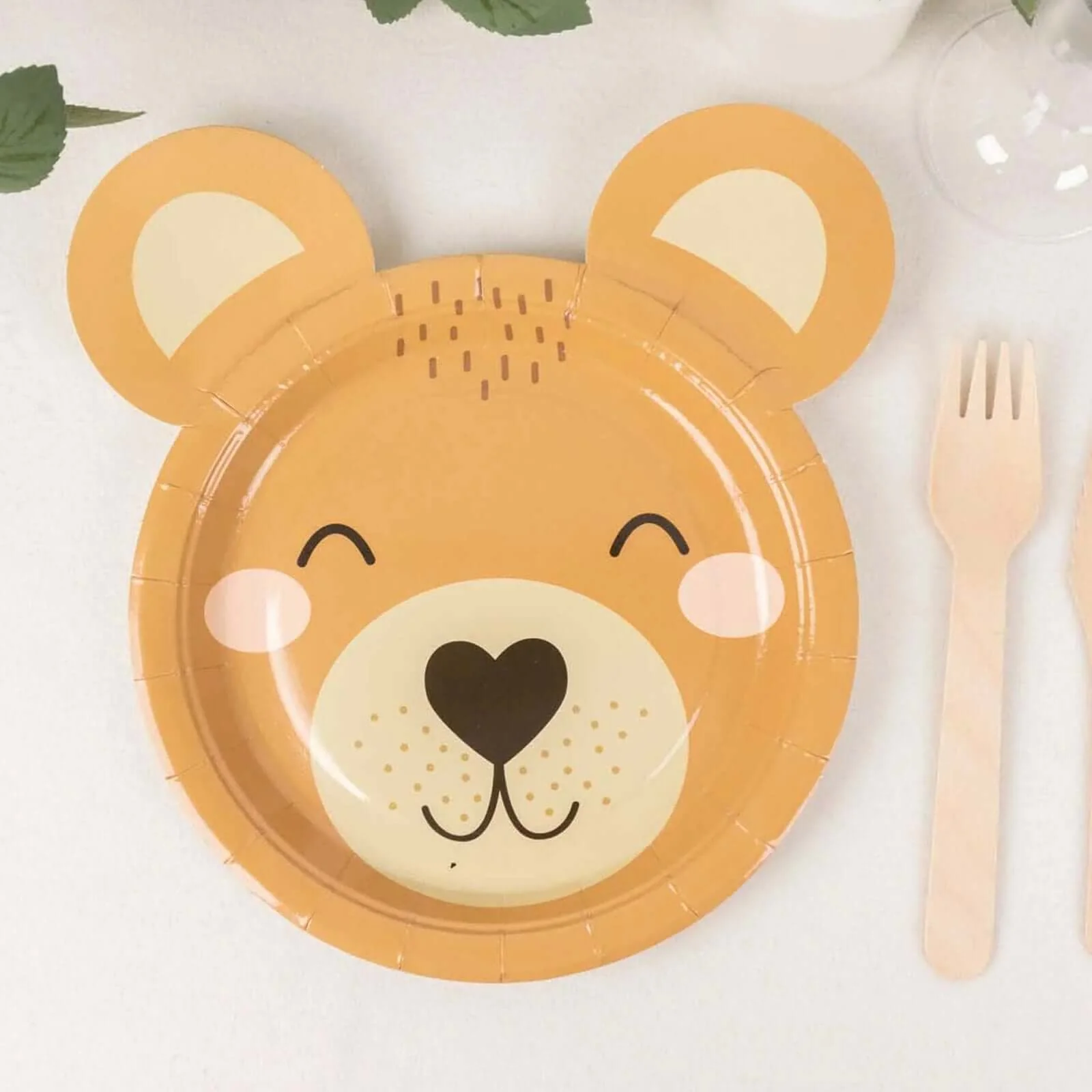 25-Pack Paper Round Plates 7" Brown Teddy Bear Print