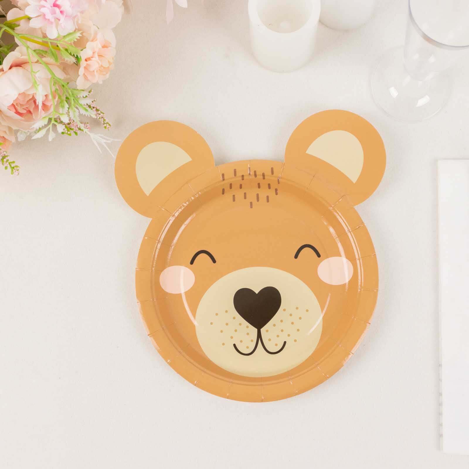 25-Pack Paper Round Plates 7" Brown Teddy Bear Print - Image 11