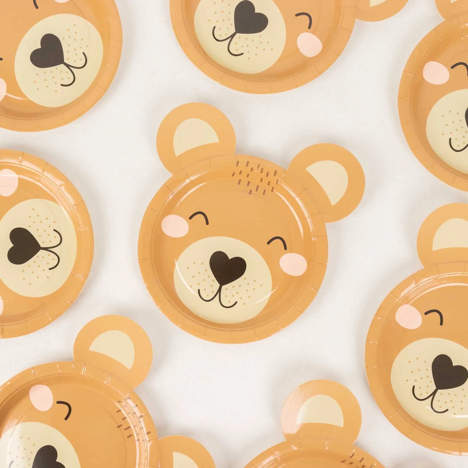 25-Pack Paper Round Plates 7" Brown Teddy Bear Print - Image 12