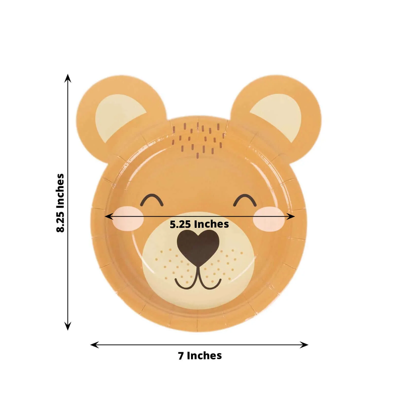 25-Pack Paper Round Plates 7" Brown Teddy Bear Print - Image 3