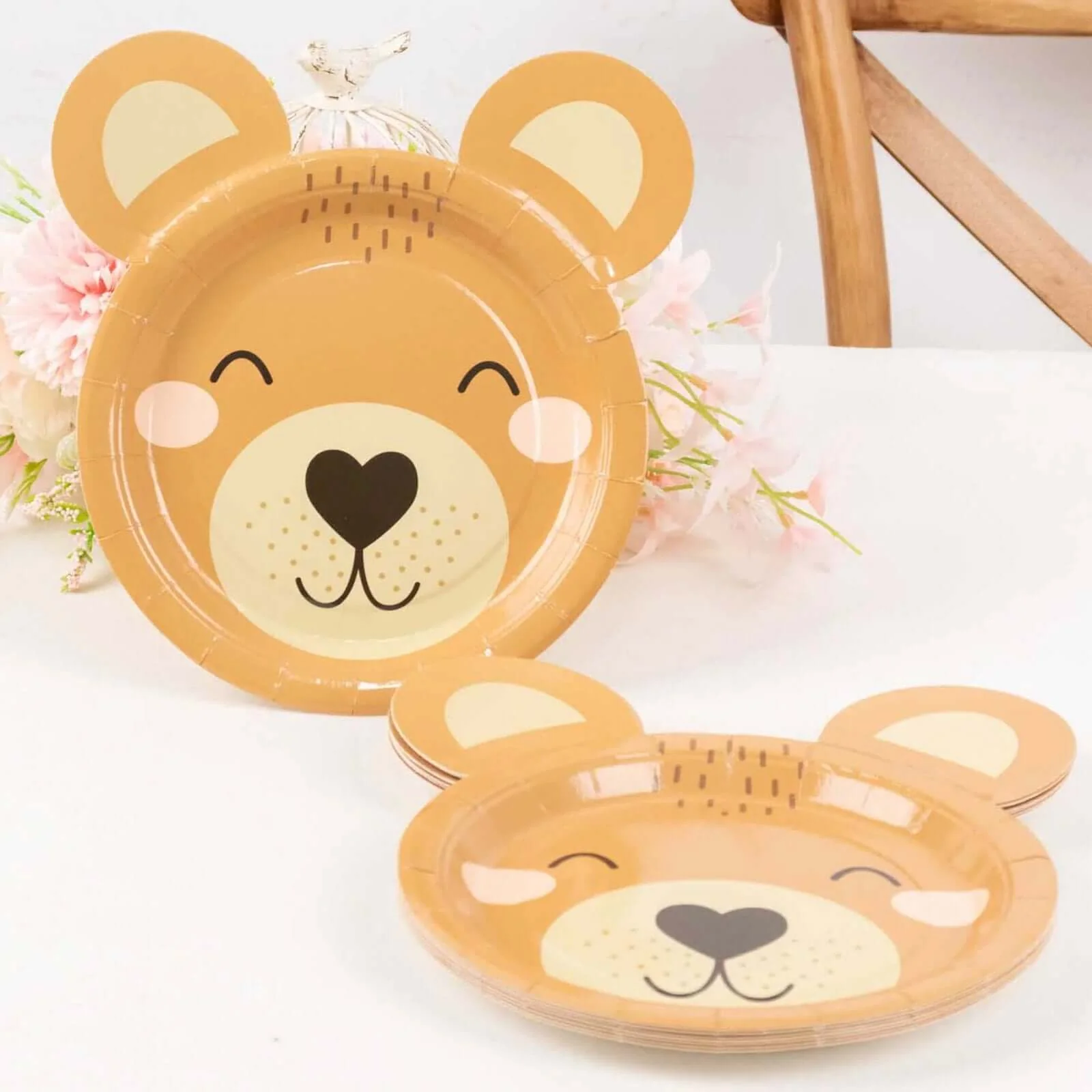 25-Pack Paper Round Plates 7" Brown Teddy Bear Print - Image 6