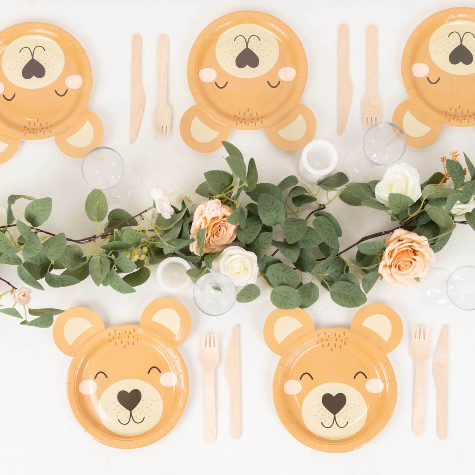25-Pack Paper Round Plates 7" Brown Teddy Bear Print - Image 8