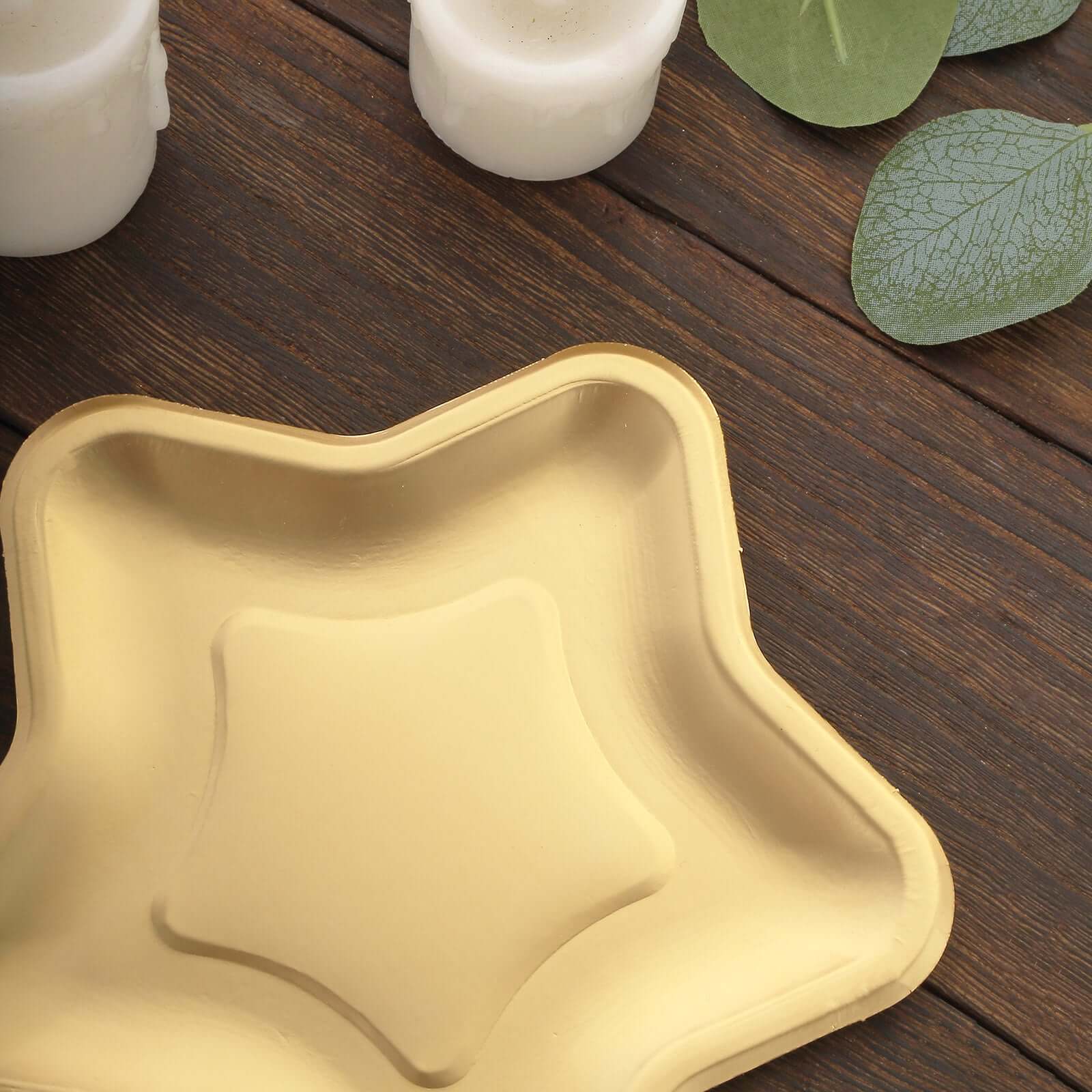 25-Pack Paper Star Shaped Dessert Plates 7" Matte Gold - 300GSM Eco-friendly Disposable Salad Appetizer Plates for Starry-Themed Events - Image 10