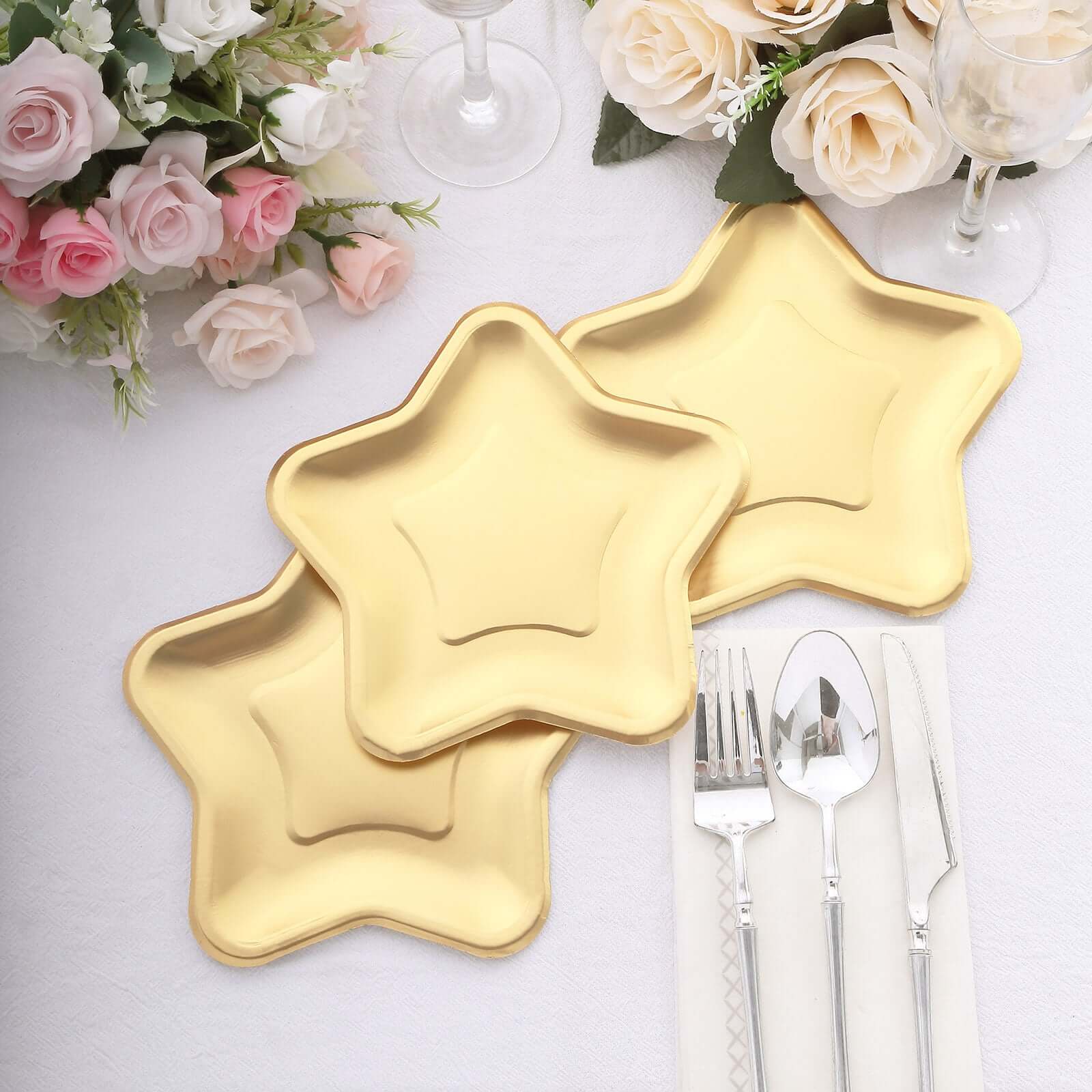 25-Pack Paper Star Shaped Dessert Plates 7" Matte Gold - 300GSM Eco-friendly Disposable Salad Appetizer Plates for Starry-Themed Events - Image 8