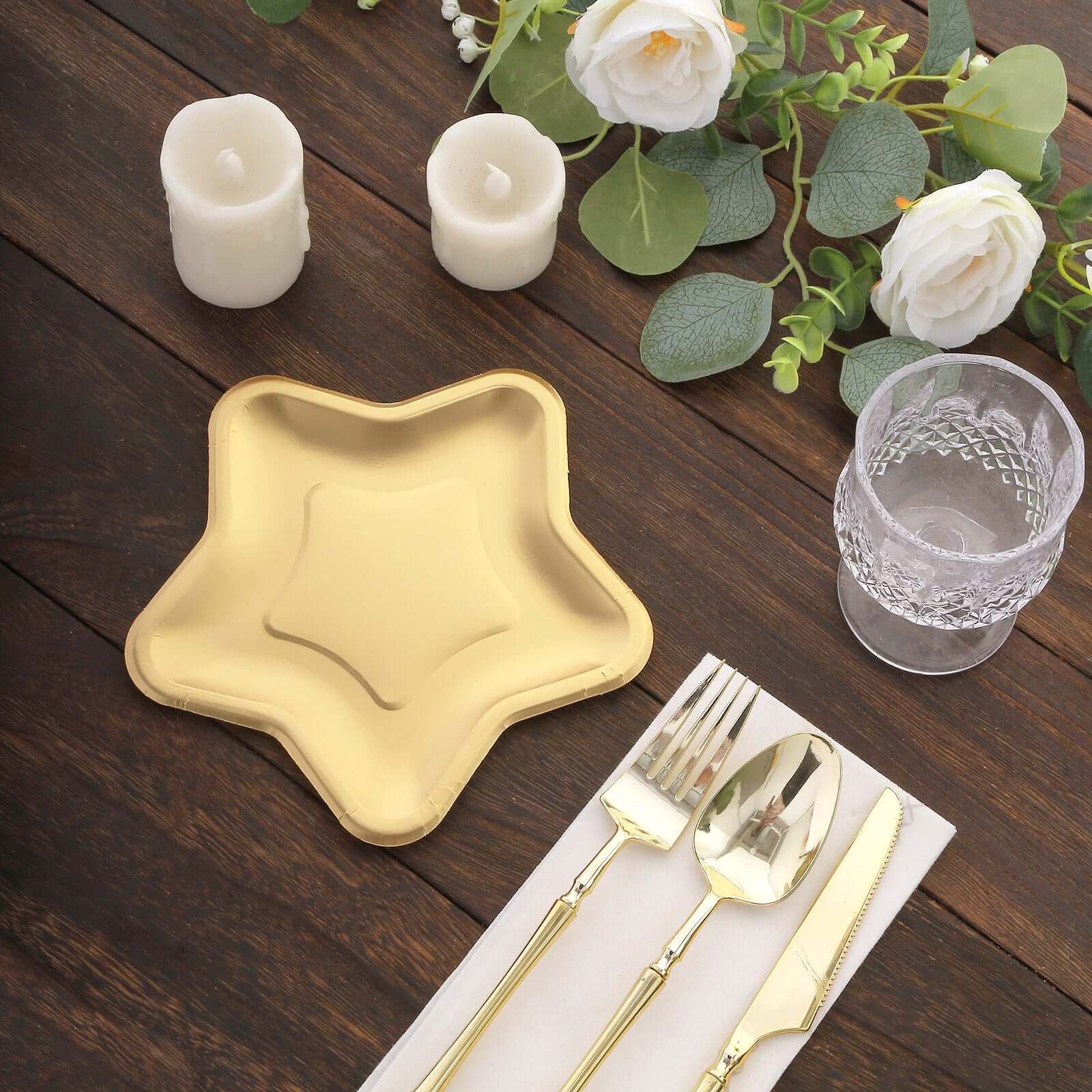 25-Pack Paper Star Shaped Dessert Plates 7" Matte Gold - 300GSM Eco-friendly Disposable Salad Appetizer Plates for Starry-Themed Events - Image 9