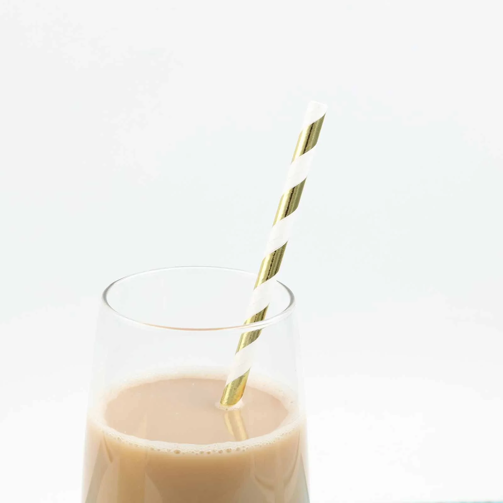 25-Pack Paper Straws 8" White/Gold Striped - Disposable Straws for Parties - Image 6