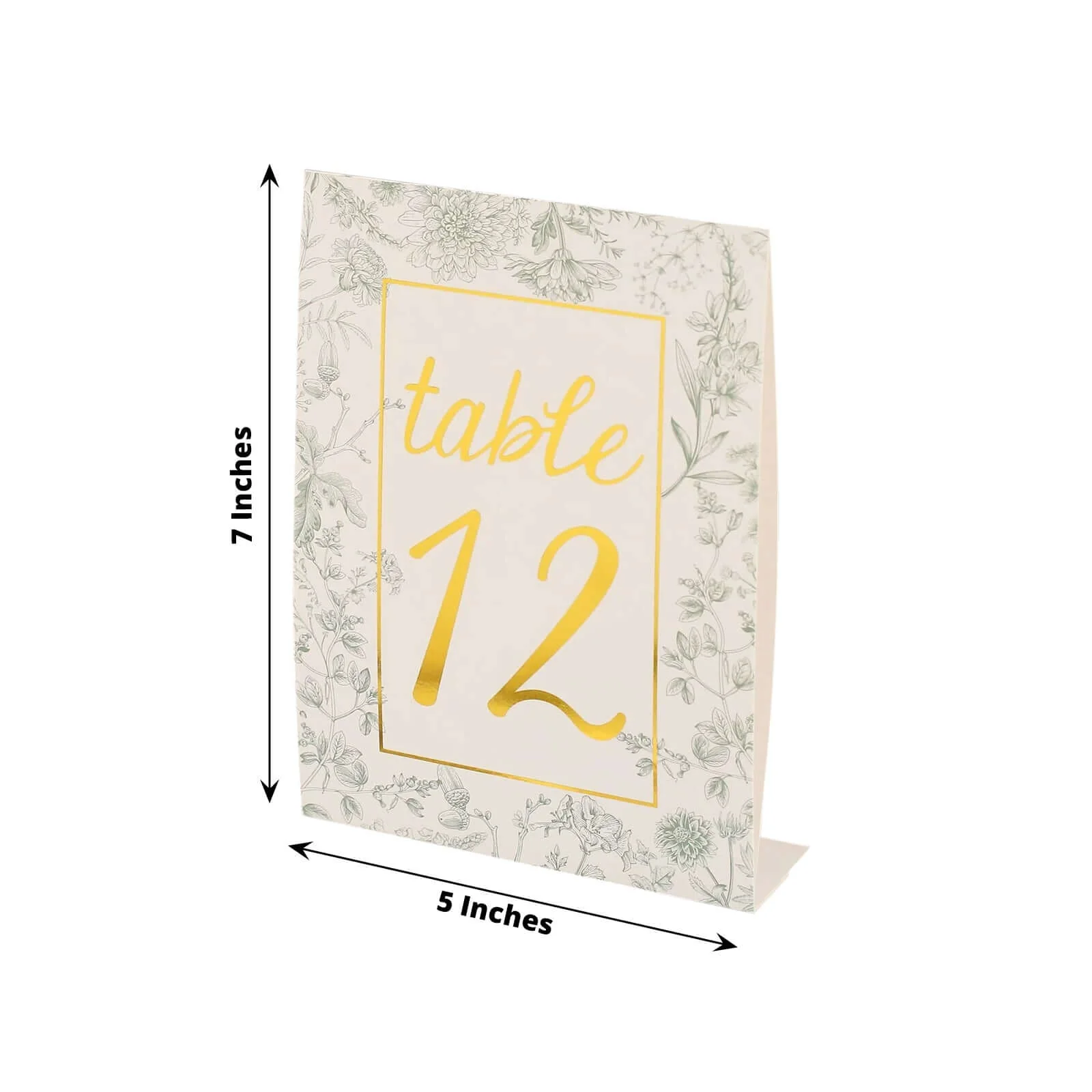25-Pack Paper Wedding Table Numbers 7" White/Sage Green French Toile - Image 3