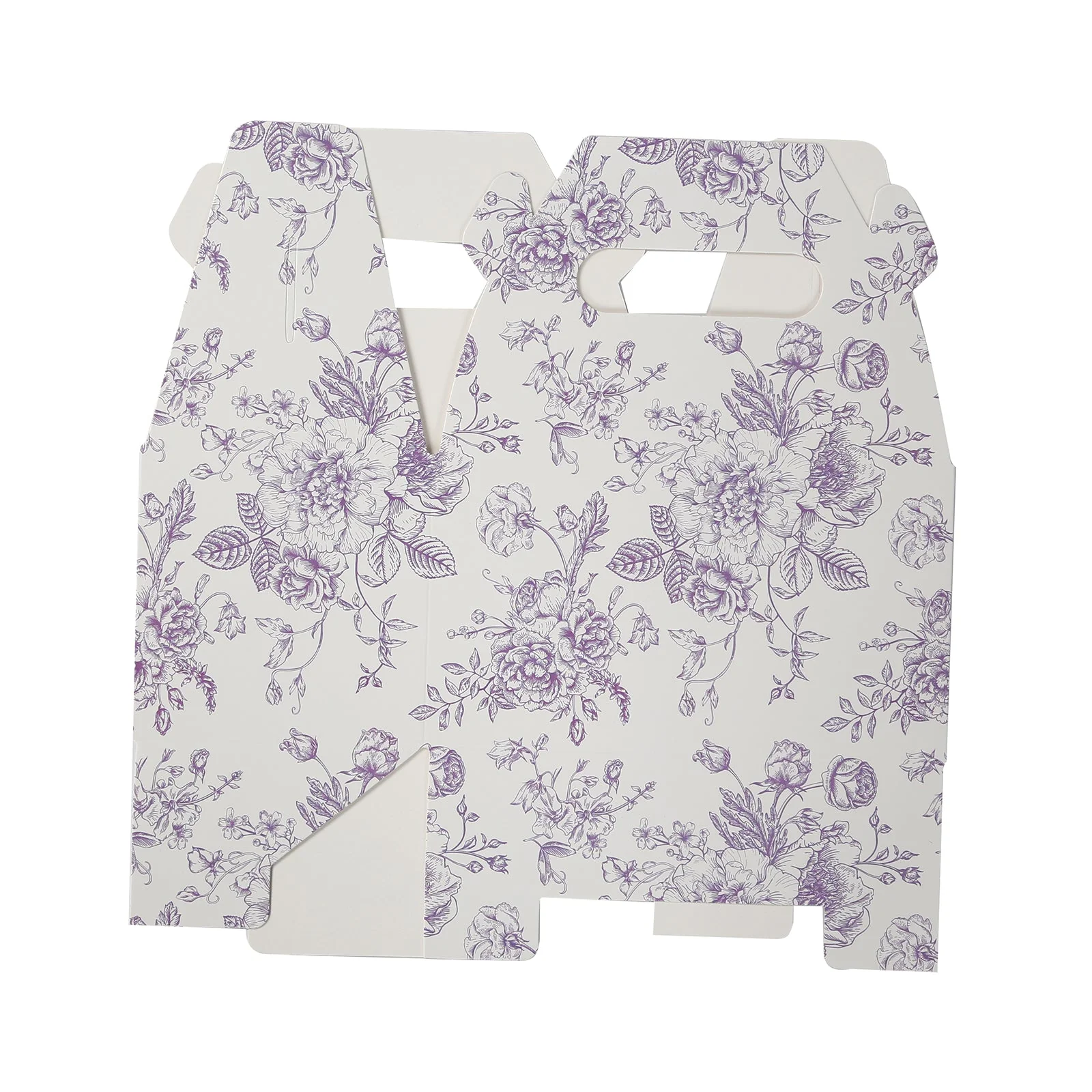 25 Pack Party Favor Gable Boxes in French Toile Pattern - Matte Lavender and White Candy Treat Tote Boxes, Cardstock Paper - 6"x3.5"x7" - Image 7