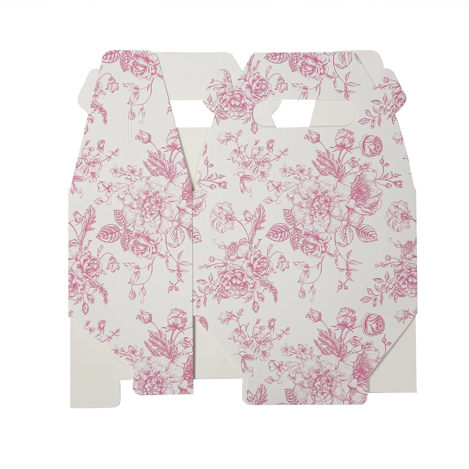 25 Pack Party Favor Gable Boxes in French Toile Pattern - Matte Pink and White Candy Treat Tote Boxes, Cardstock Paper - 6"x3.5"x7" - Image 7