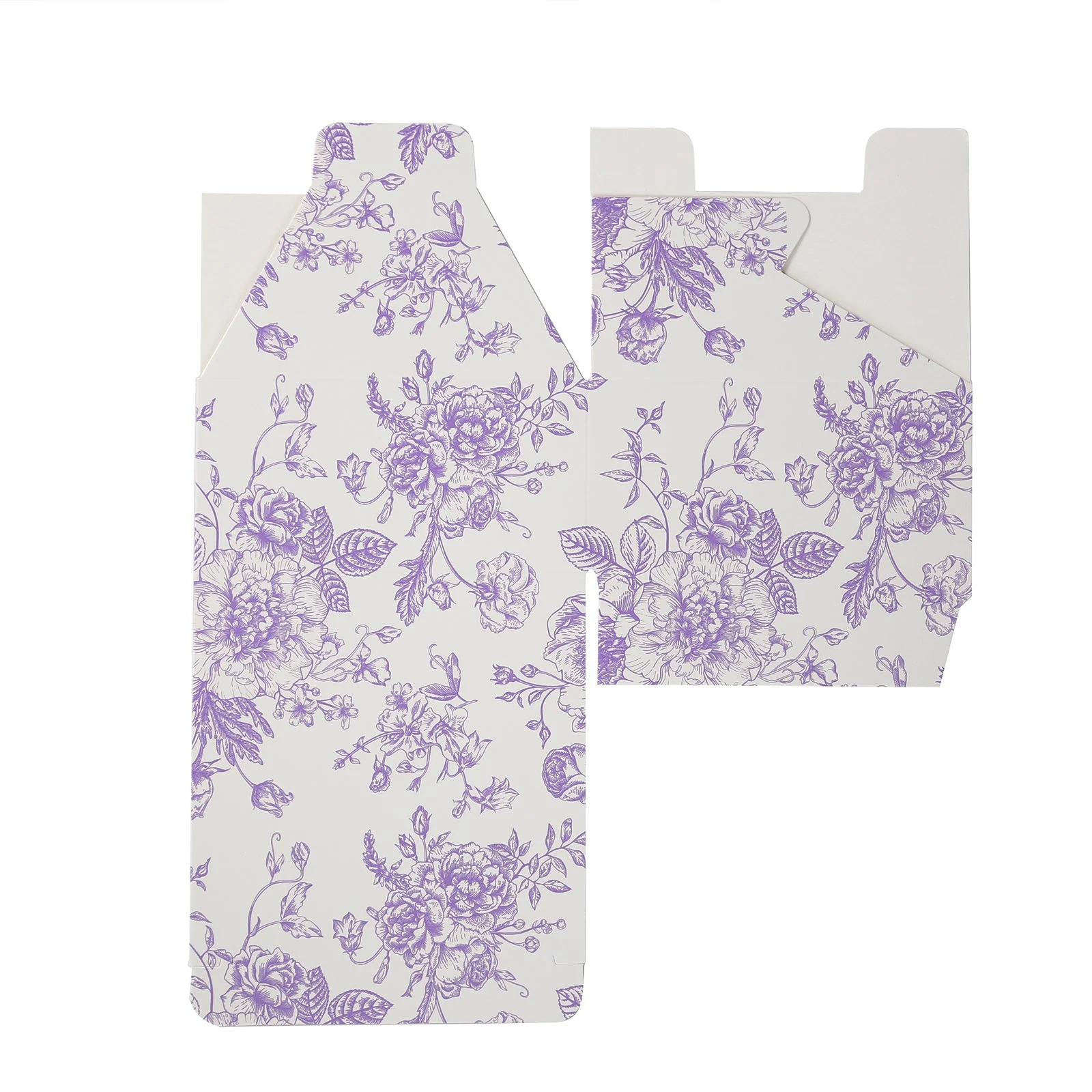 25 Pack Party Favor Gift Boxes in French Toile Pattern, Matte Lavender and White Candy Boxes - Cardstock Paper - 4"x4"x2" - Image 4