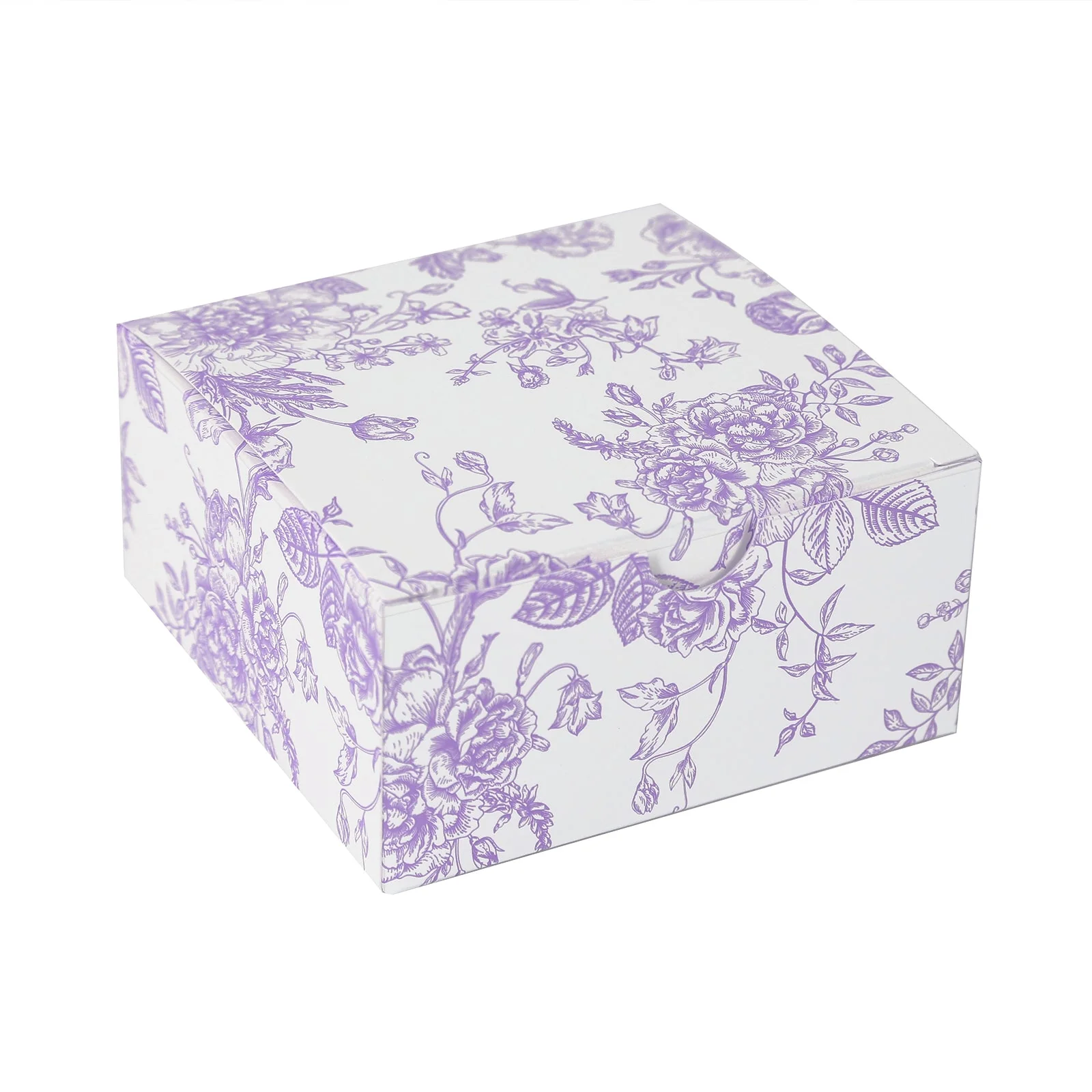 25 Pack Party Favor Gift Boxes in French Toile Pattern, Matte Lavender and White Candy Boxes - Cardstock Paper - 4"x4"x2" - Image 8