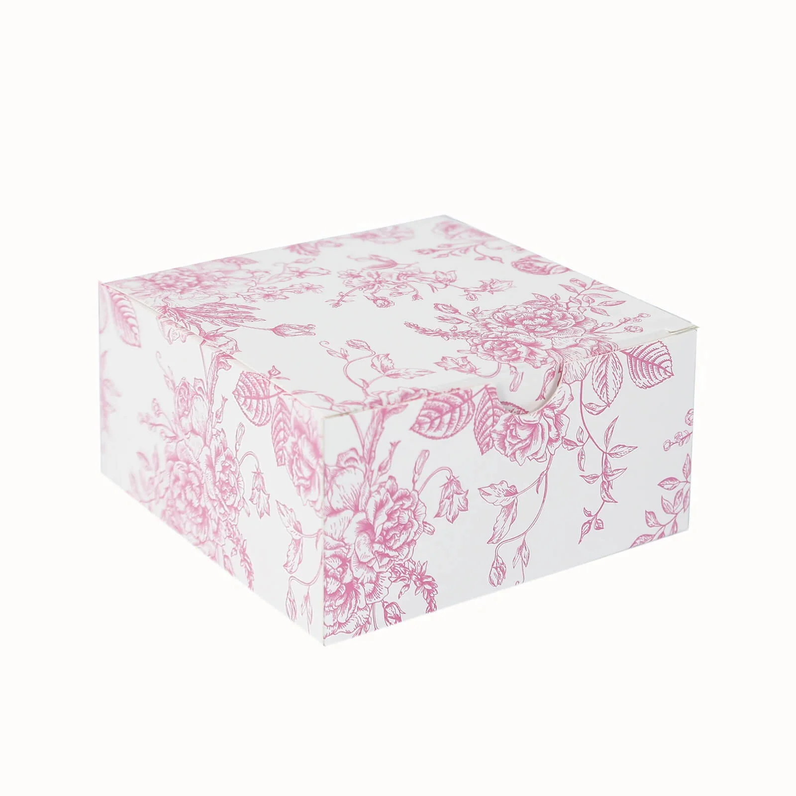 25 Pack Party Favor Gift Boxes in French Toile Pattern, Matte Pink and White Candy Boxes - Cardstock Paper - 4"x4"x2" - Image 7