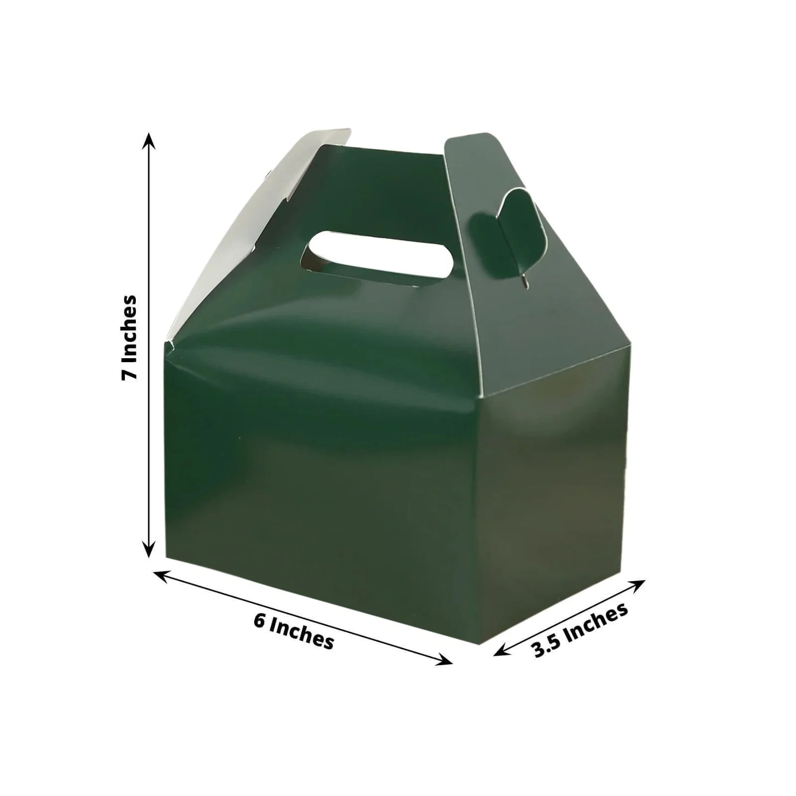 25 Pack Party Favor Gift Tote Gable Boxes, Hunter Emerald Green Candy Treat Boxes 6"x3.5"x7" - Image 3