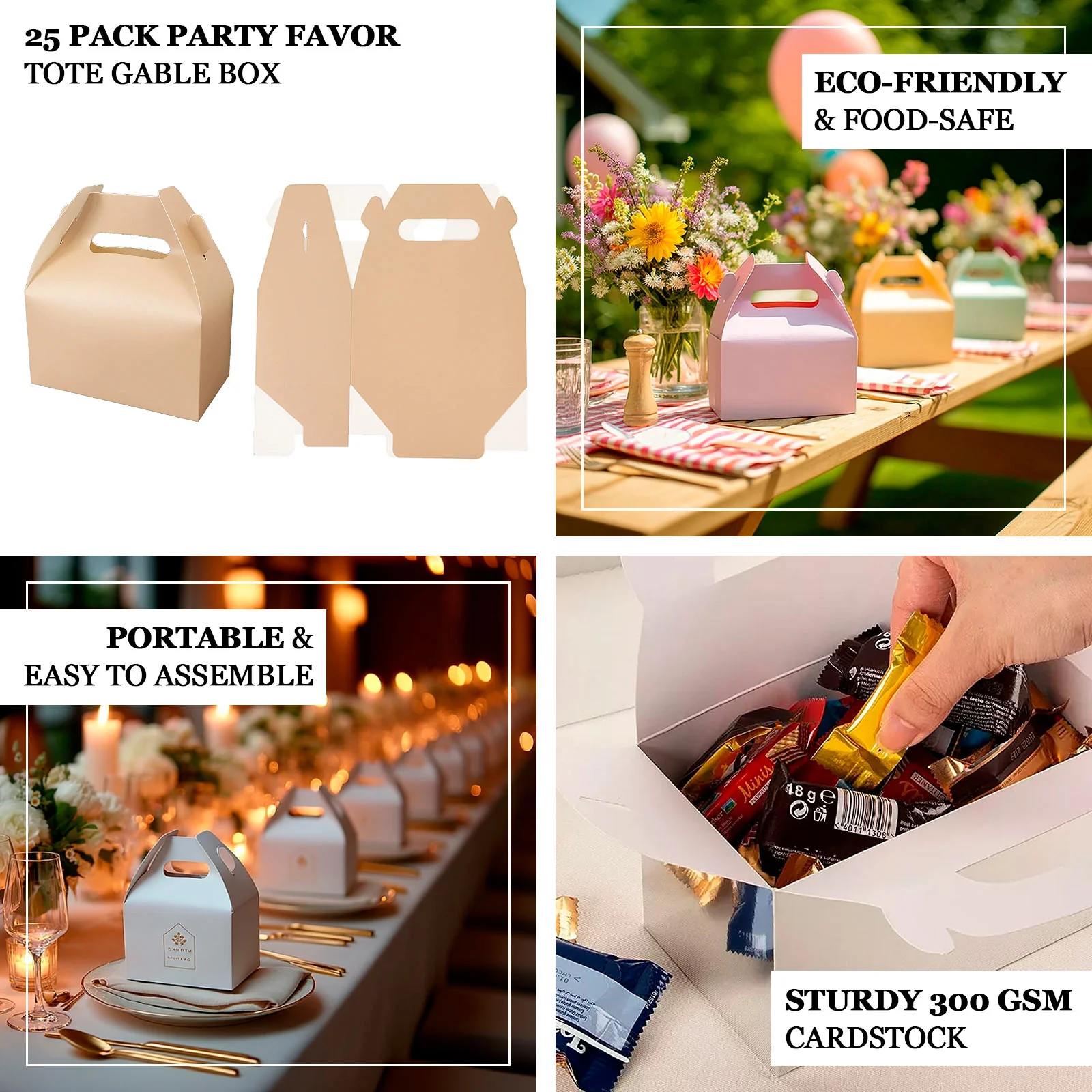 25 Pack Party Favor Gift Tote Gable Boxes, Hunter Emerald Green Candy Treat Boxes 6"x3.5"x7" - Image 4