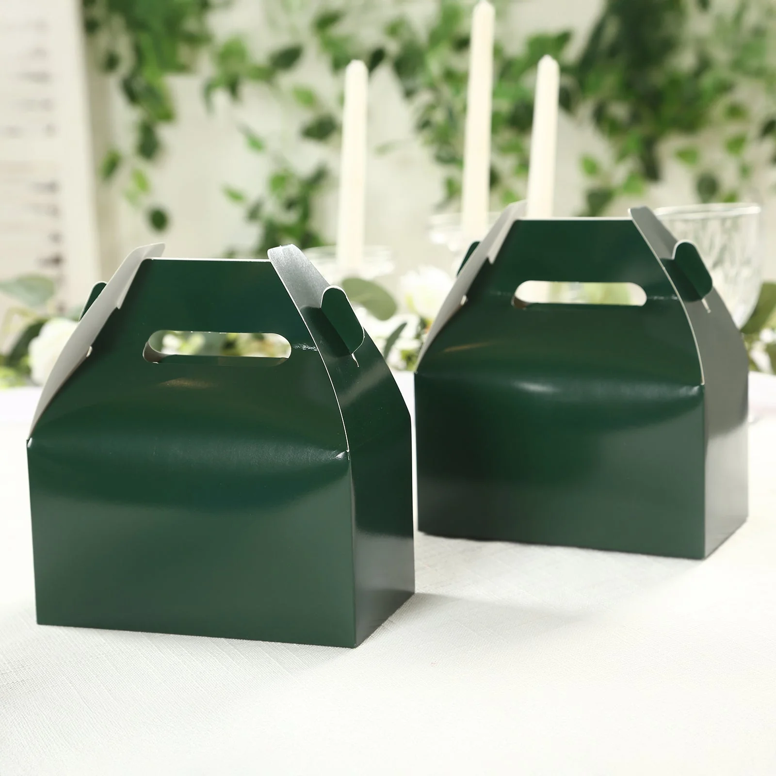 25 Pack Party Favor Gift Tote Gable Boxes, Hunter Emerald Green Candy Treat Boxes 6"x3.5"x7" - Image 8