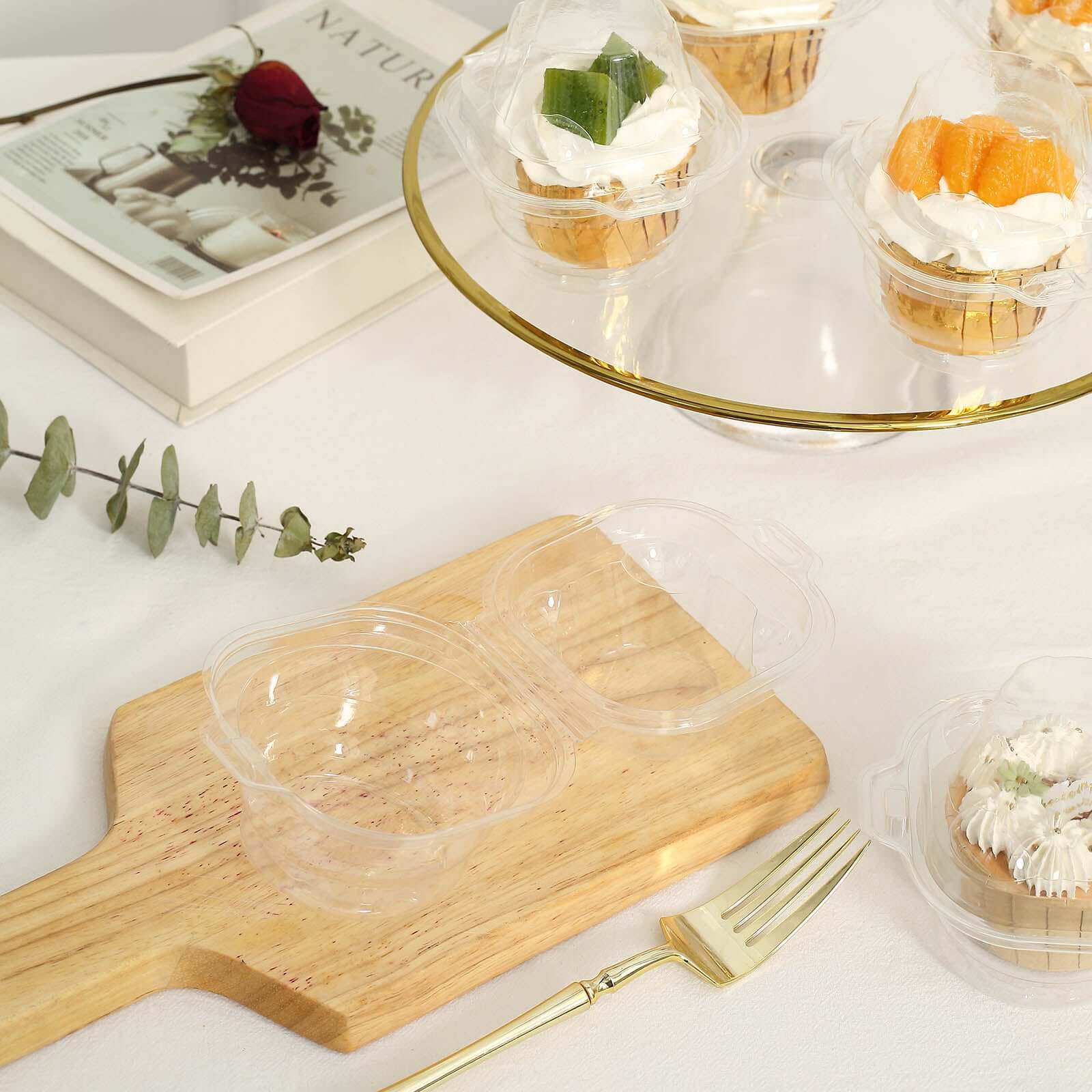 25-Pack Plastic Cupcake Container Boxes with Dome Lid 4" Clear - Stackable Individual Clamshell-Packaging for Bakery Display & Party Favors - Image 11