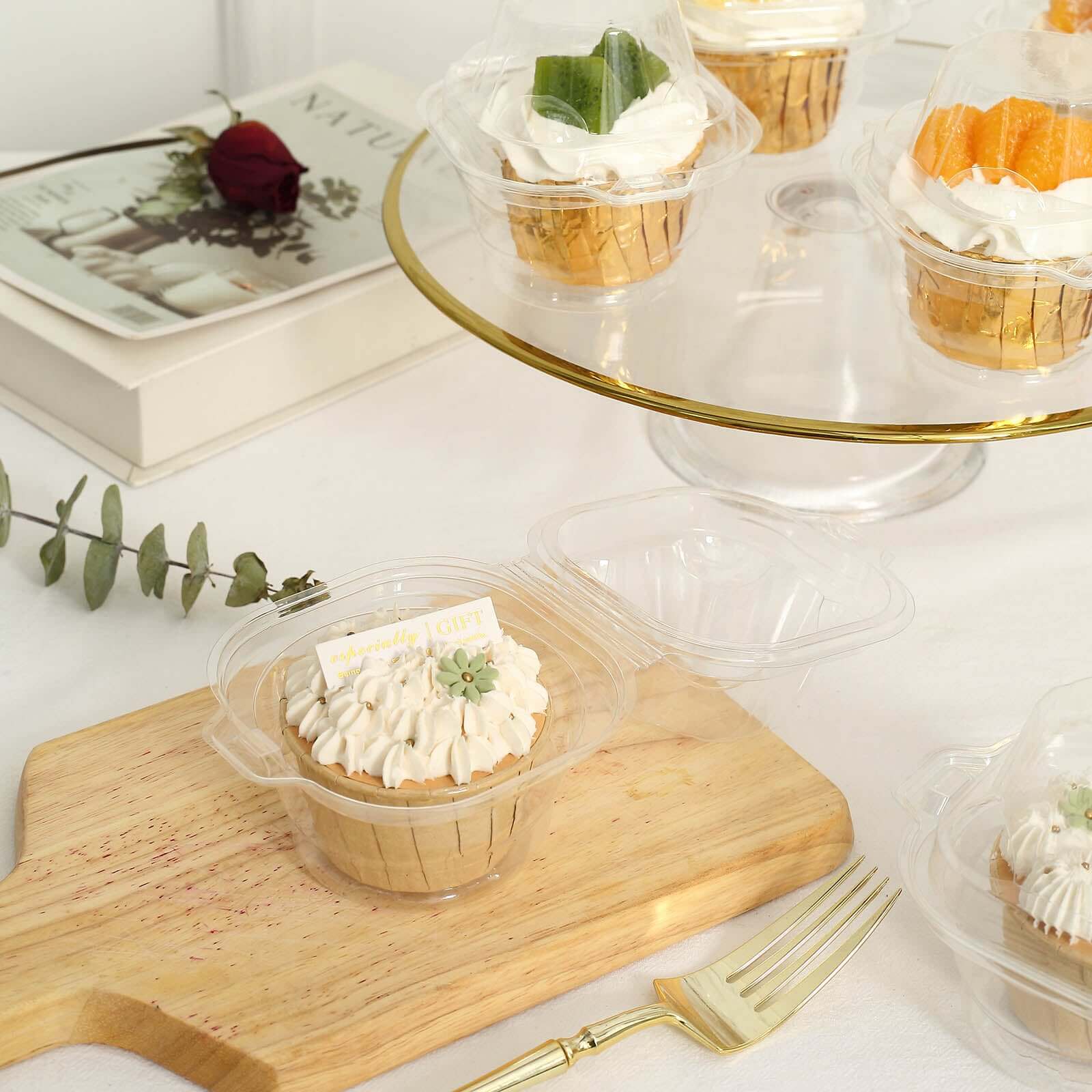25-Pack Plastic Cupcake Container Boxes with Dome Lid 4" Clear - Stackable Individual Clamshell-Packaging for Bakery Display & Party Favors - Image 13