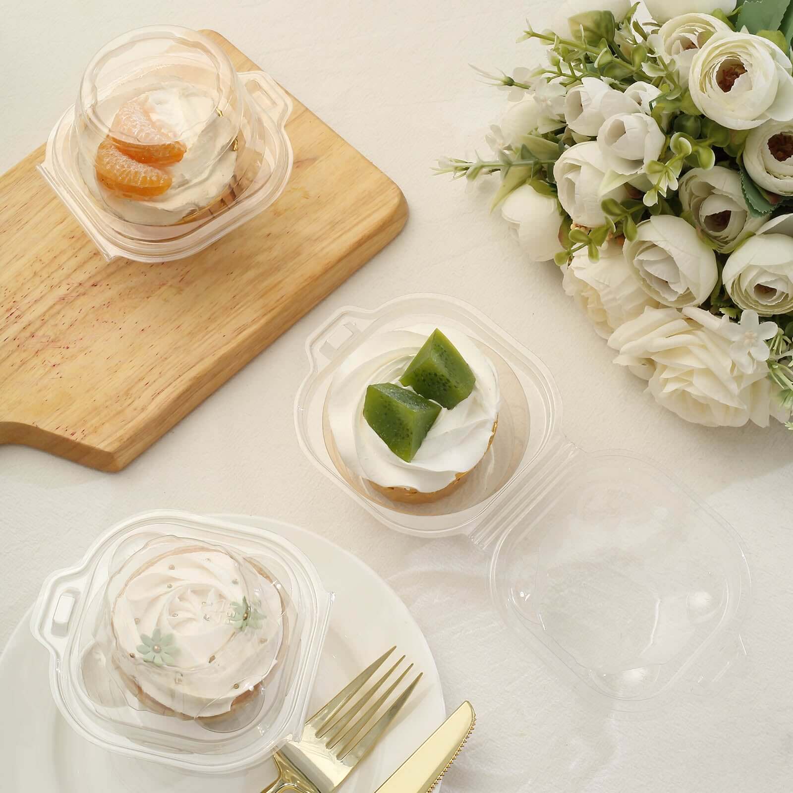 25-Pack Plastic Cupcake Container Boxes with Dome Lid 4" Clear - Stackable Individual Clamshell-Packaging for Bakery Display & Party Favors - Image 16