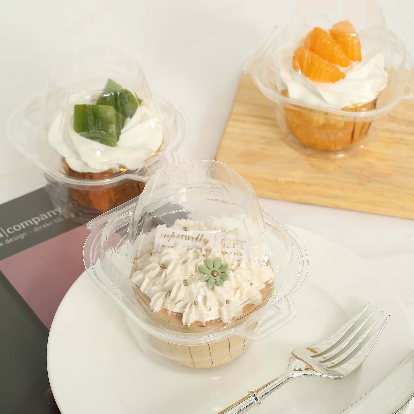 25-Pack Plastic Cupcake Container Boxes with Dome Lid 4" Clear - Stackable Individual Clamshell-Packaging for Bakery Display & Party Favors - Image 8