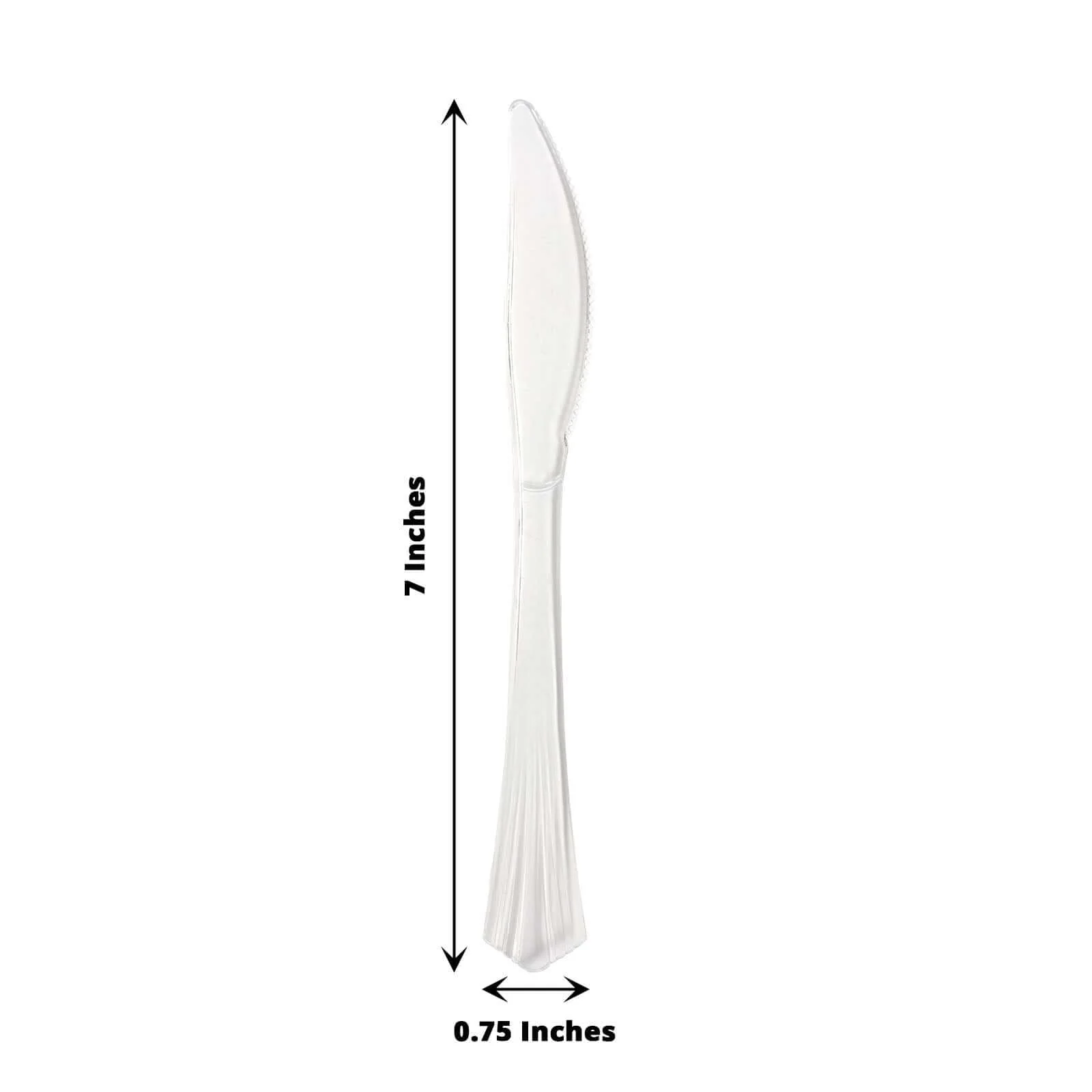 25-Pack Plastic Knives 7" Clear Heavy Duty with Fluted Handles - Disposable Utensils - Image 3