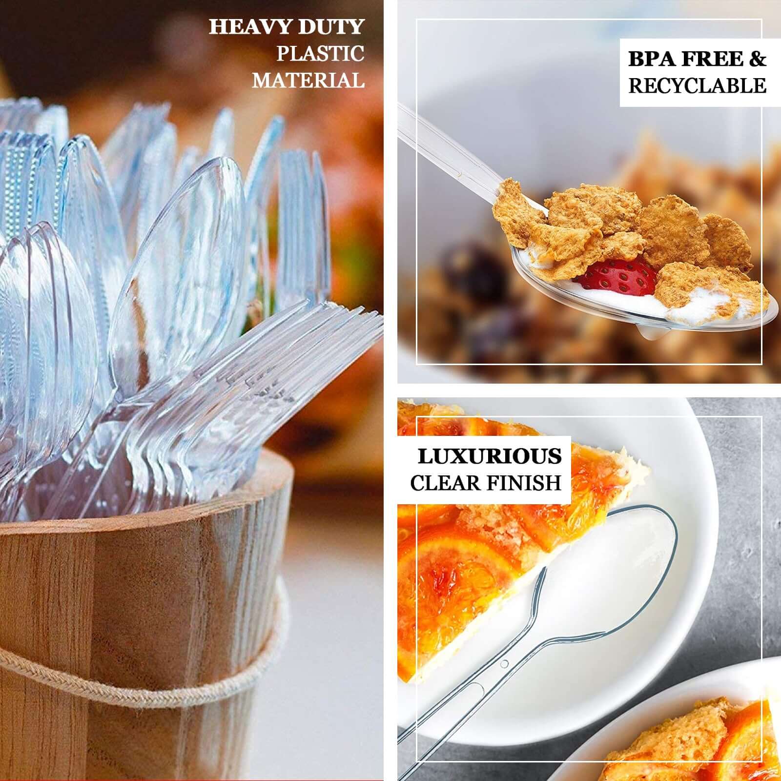 25-Pack Plastic Knives 7" Clear Heavy Duty with Fluted Handles - Disposable Utensils - Image 5