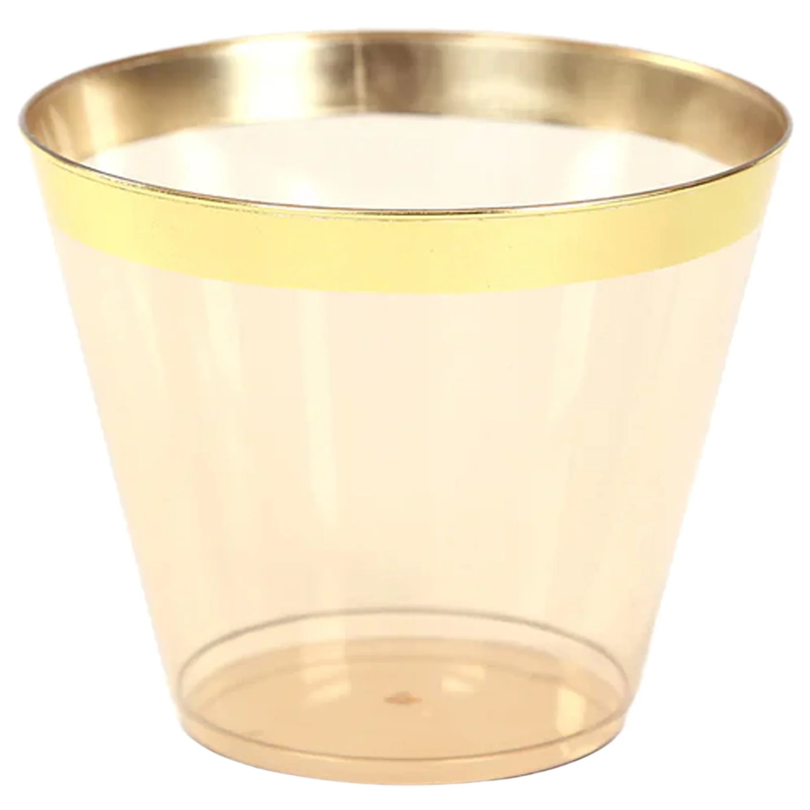 25-Pack Plastic Party Cups 9oz Amber Gold Crystal with Gold Rim - Short Disposable Drink Tumblers - Image 8