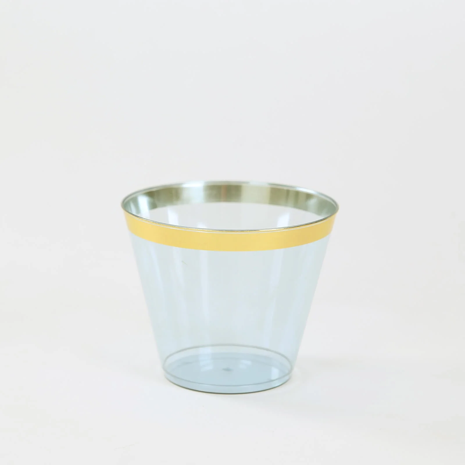 25-Pack Plastic Party Cups 9oz Dusty Blue Crystal with Gold Rim - Short Disposable Drink Tumblers - Image 8