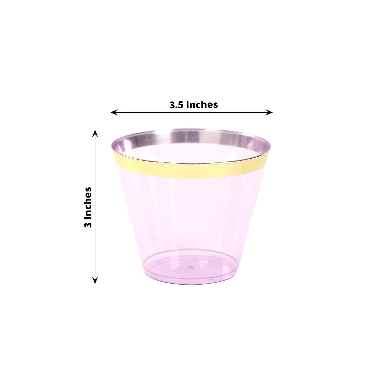 25-Pack Plastic Party Cups 9oz Purple Crystal with Gold Rim - Short Disposable Drink Tumblers - Image 3