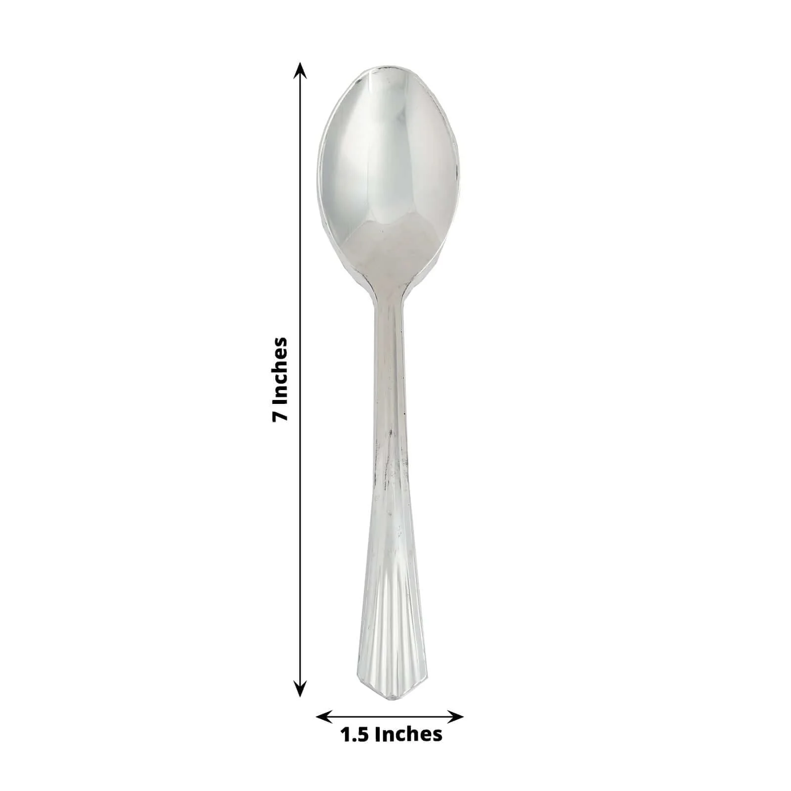 25-Pack Plastic Spoons 7" Silver Heavy Duty with Fluted Handles - Disposable Utensils - Image 3