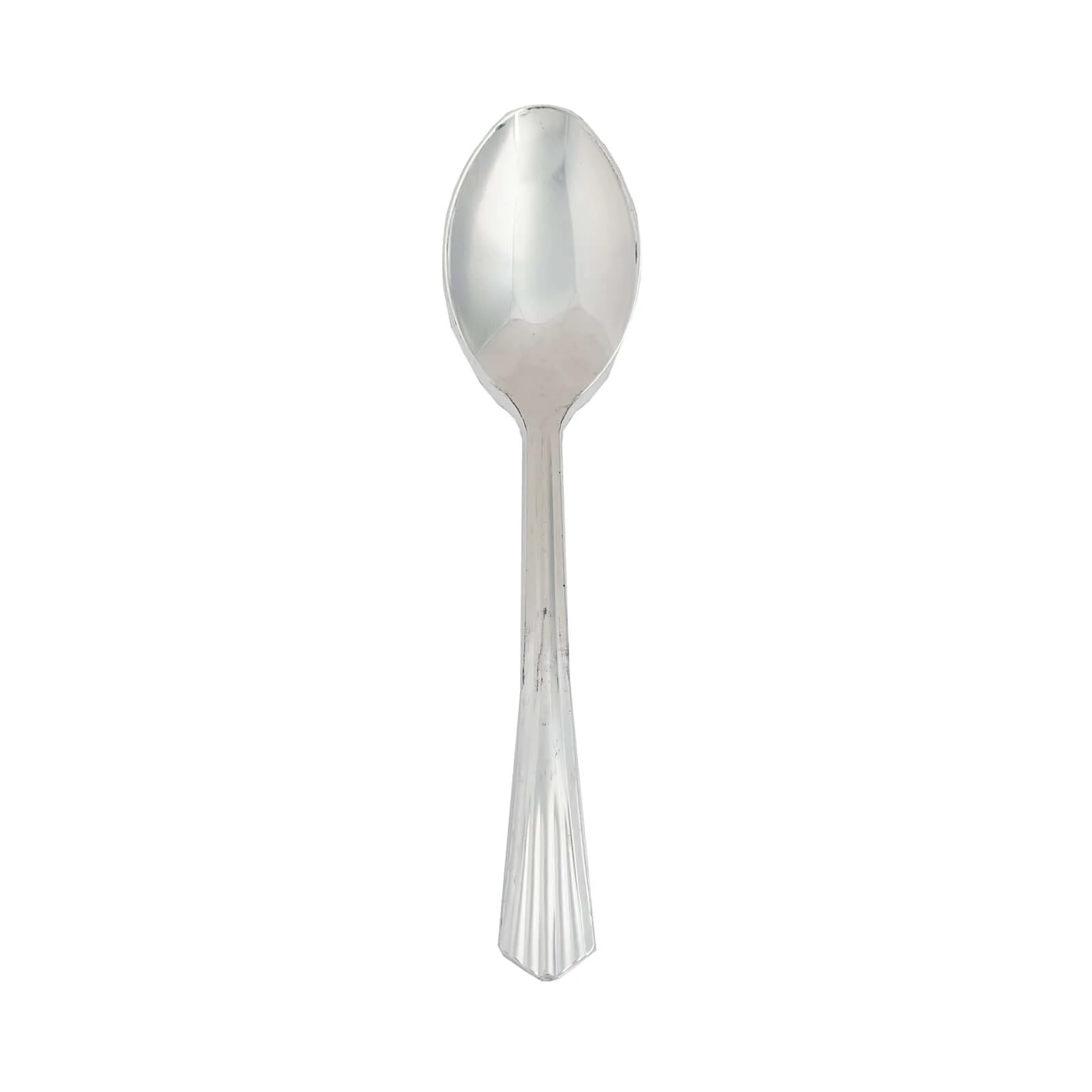 25-Pack Plastic Spoons 7" Silver Heavy Duty with Fluted Handles - Disposable Utensils - Image 7