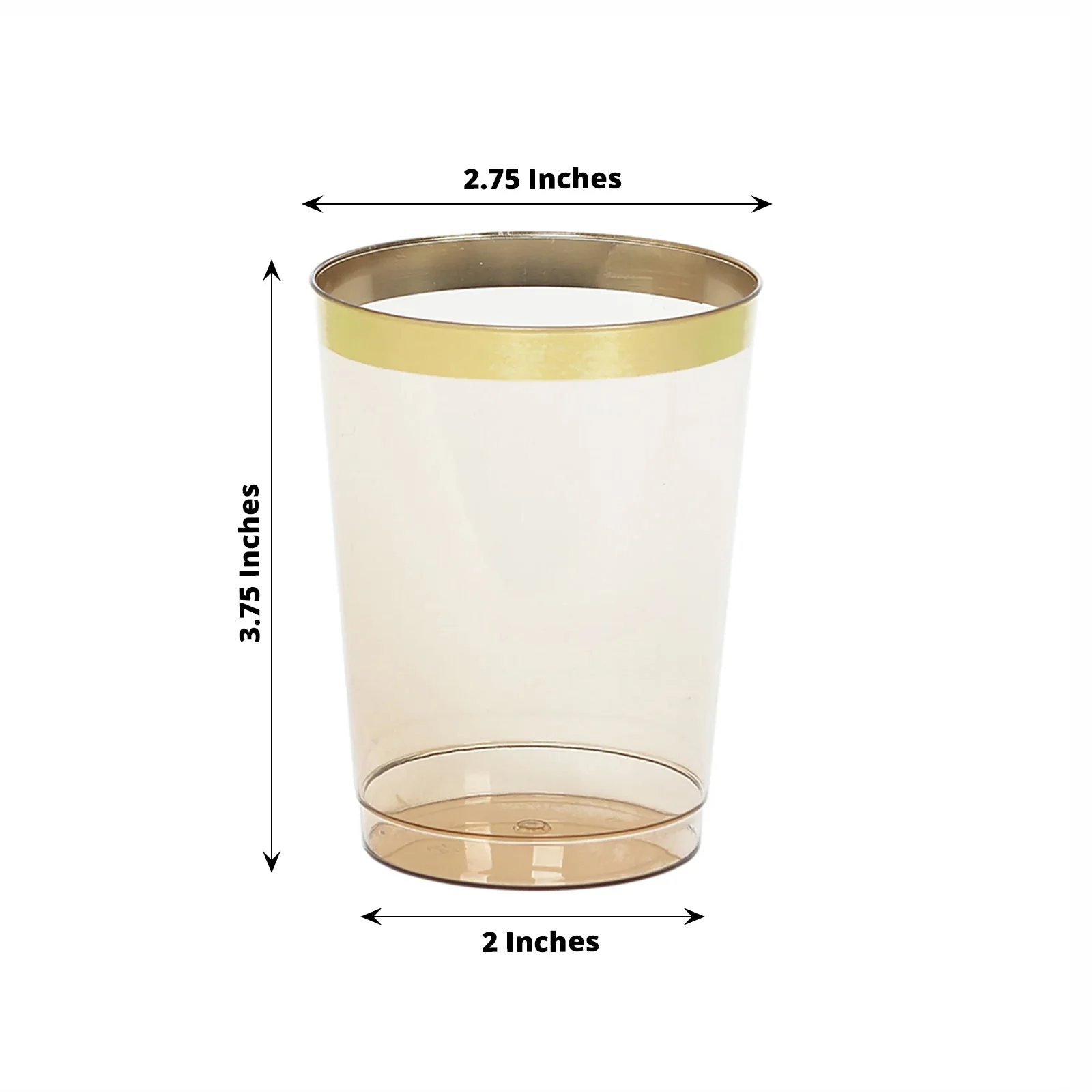 25-Pack Plastic Tumbler Cups 10oz Amber Gold with Gold Rim - Disposable Crystal Drinking Glasses for Parties - Image 2