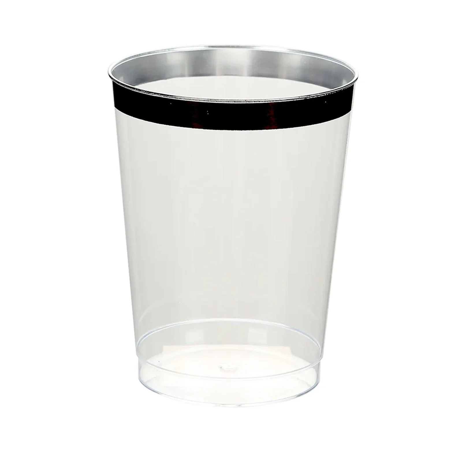 25-Pack Plastic Tumbler Cups 10oz Clear with Black Rim - Disposable Crystal Drinking Glasses for Parties - Image 5