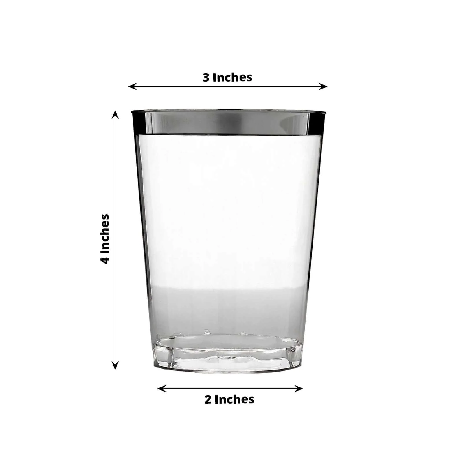 25-Pack Plastic Tumbler Cups 10oz Clear with Silver Rim - Disposable Crystal Drinking Glasses for Parties - Image 3