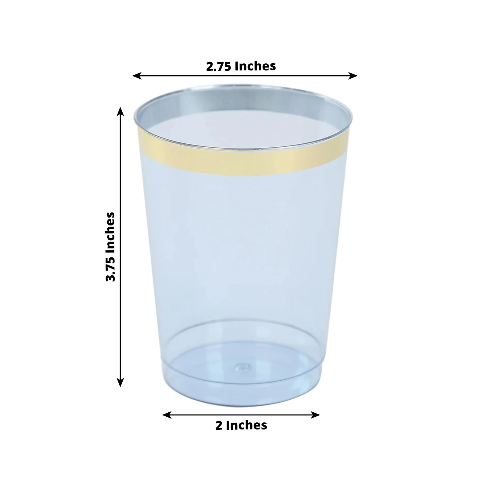 25-Pack Plastic Tumbler Cups 10oz Dusty Blue with Gold Rim - Disposable Crystal Drinking Glasses for Parties - Image 3