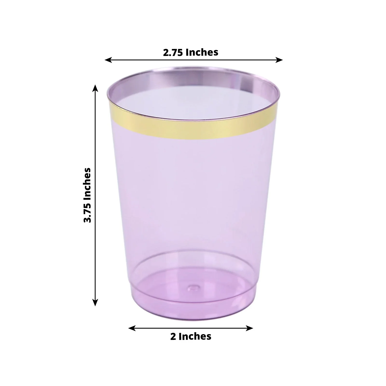 25-Pack Plastic Tumbler Cups 10oz Transparent Purple with Gold Rim - Disposable Crystal Drinking Glasses for Parties - Image 2