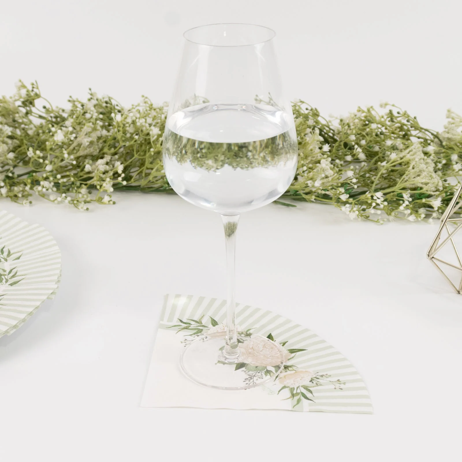 25-Pack Round Paper Cocktail Napkins 2 Ply 6"x6" White/Sage Green with Floral Lined Pattern - Absorbent Beverage Napkins - Image 2