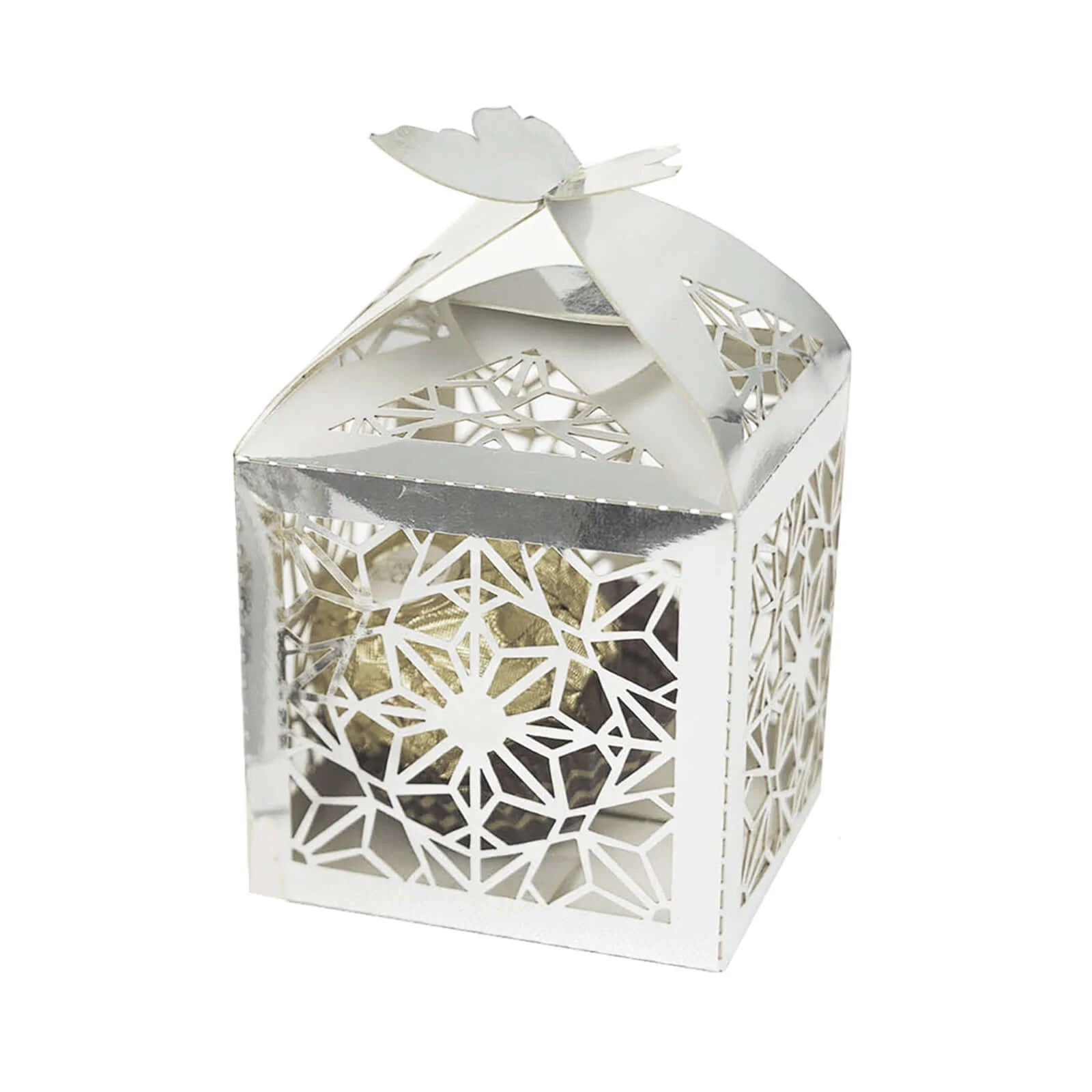 25 Pack Silver Butterfly Top Laser Cut Lace Favor Candy Gift Boxes - Image 6