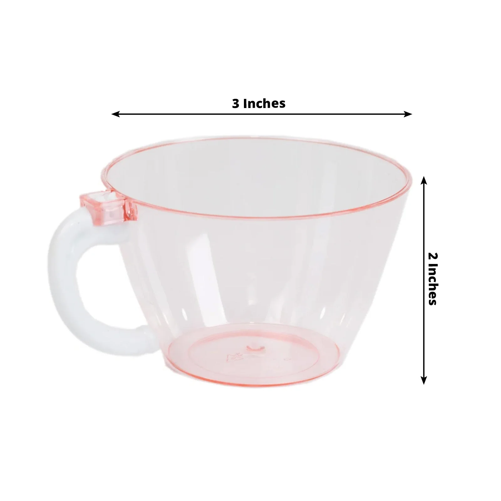 25-Pack Transparent Blush Plastic Coffee Cups with Handles 6oz - Hard Disposable Tea Mugs for Hot Drinks - Image 3