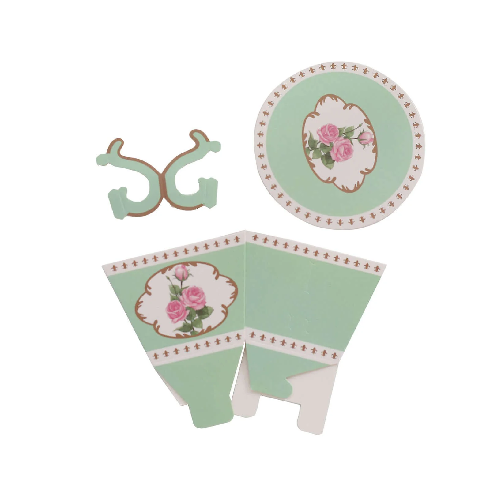 25 Pack Turquoise Mini Teacup and Saucer Gift Boxes with Rose Floral Print, Tea Time Party Favor Candy Boxes - 4"x3" - Image 14
