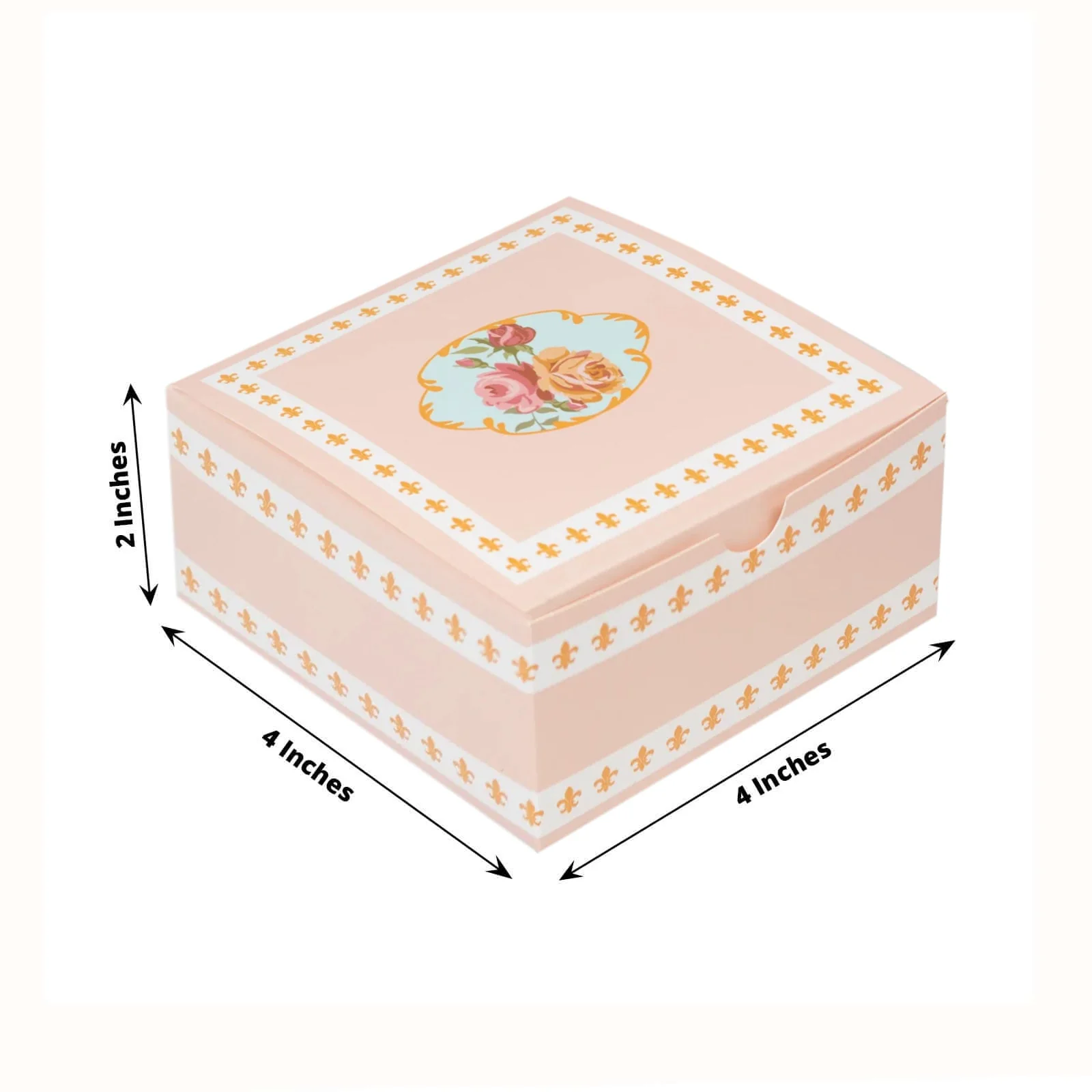 25-Pack Favor Boxes Vintage Rose Floral – Dusty Rose Cardstock Gift Boxes for Treats, Chocolates, Macarons & Small Gifts - 4"x4"x2" - Image 2
