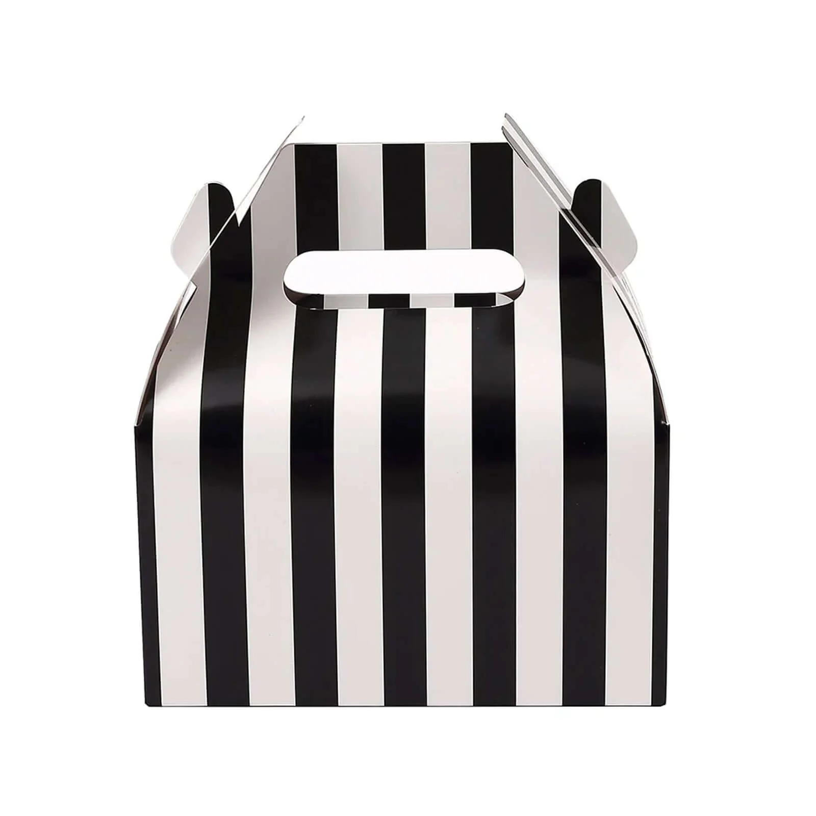 25 Pack White / Black Striped Party Favor Gift Tote Gable Box Bags, Candy Treat Boxes 6"x3.5"x7" - Image 11